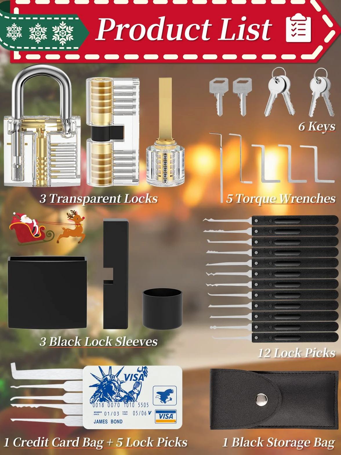 FAHEFANA 30-pièces Kit Crochetage Serrure, [Débutant Amical & 2023 Mis à Jour] Kit de Crochetage avec 3 Serrures Transparentes, Guide D'ouverture de Serrure pour Débutants et Professionnels