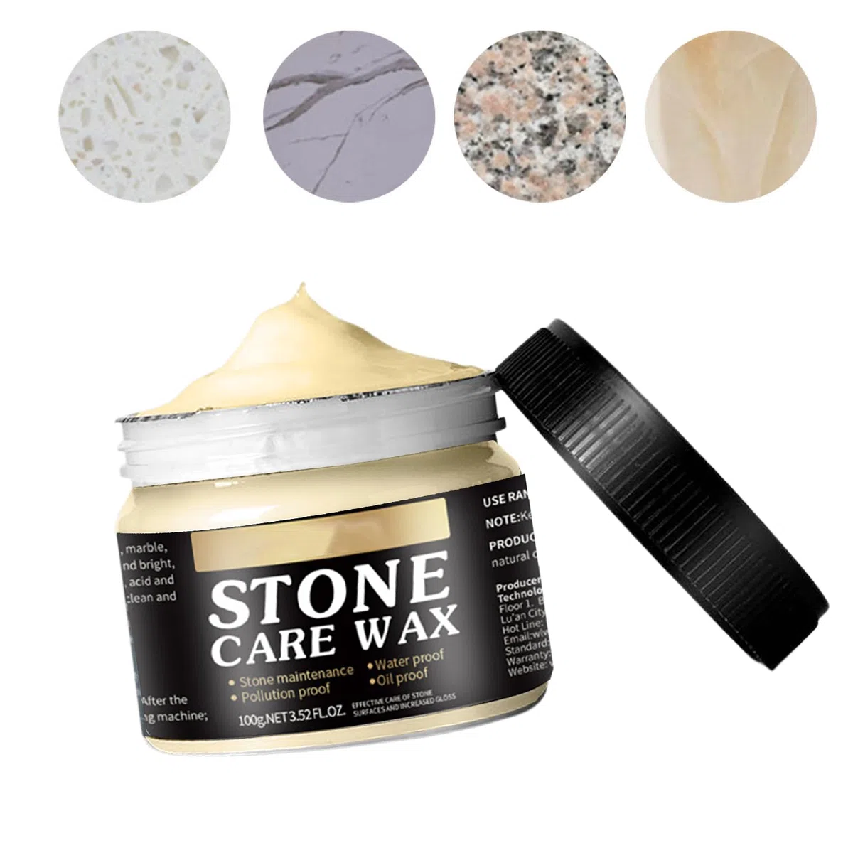Cire de soins de polissage en pierre - Plancher en marbre cire p-olonaise Granite Po-lon cire de cire de cire de cire de cire, crème de polisseuse imperméable portable, produits de soins en pierre
