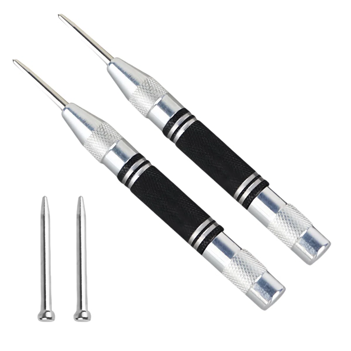 2 Pièces Pointeau a Frapper,Center Outillage Pointeuse Avec Chevilles Goupille Marquage,pour Métalliques Punch Lettre Metal Plaques Poinconneuse Inclinometre Tampon Papier Cuir Outils Estampage Argile