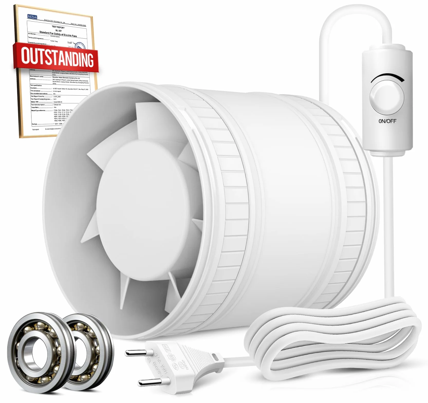 Extracteur d'Air 100 mm à Vitesse Réglable, Compact Ventilateur Silencieux et Puissant, Aérateur d Air avec Protection Contre la Surchauffe, VMC Salle de Bain Cave Garage Tente