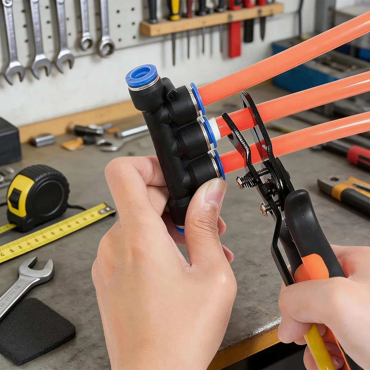 Pince à tuyau d'air – Déconnexion Push Connect, construction en acier au carbone, raccord universel, outil de réparation | Idéal pour les ateliers automobiles, les usines de tuyauterie, les