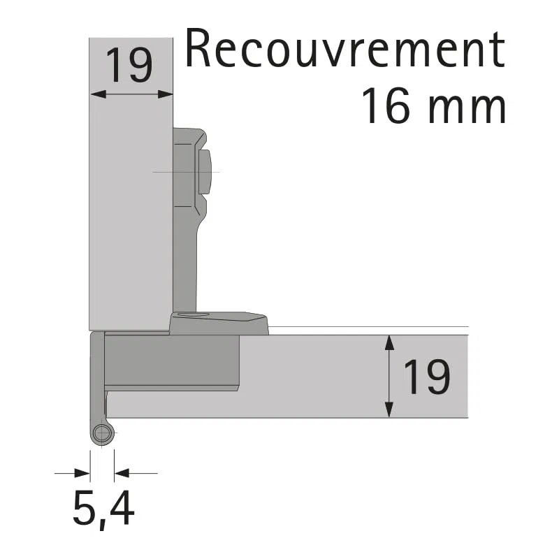 Hettich - Charnieres & Compas - Selekta Pro 2000, 16Mm