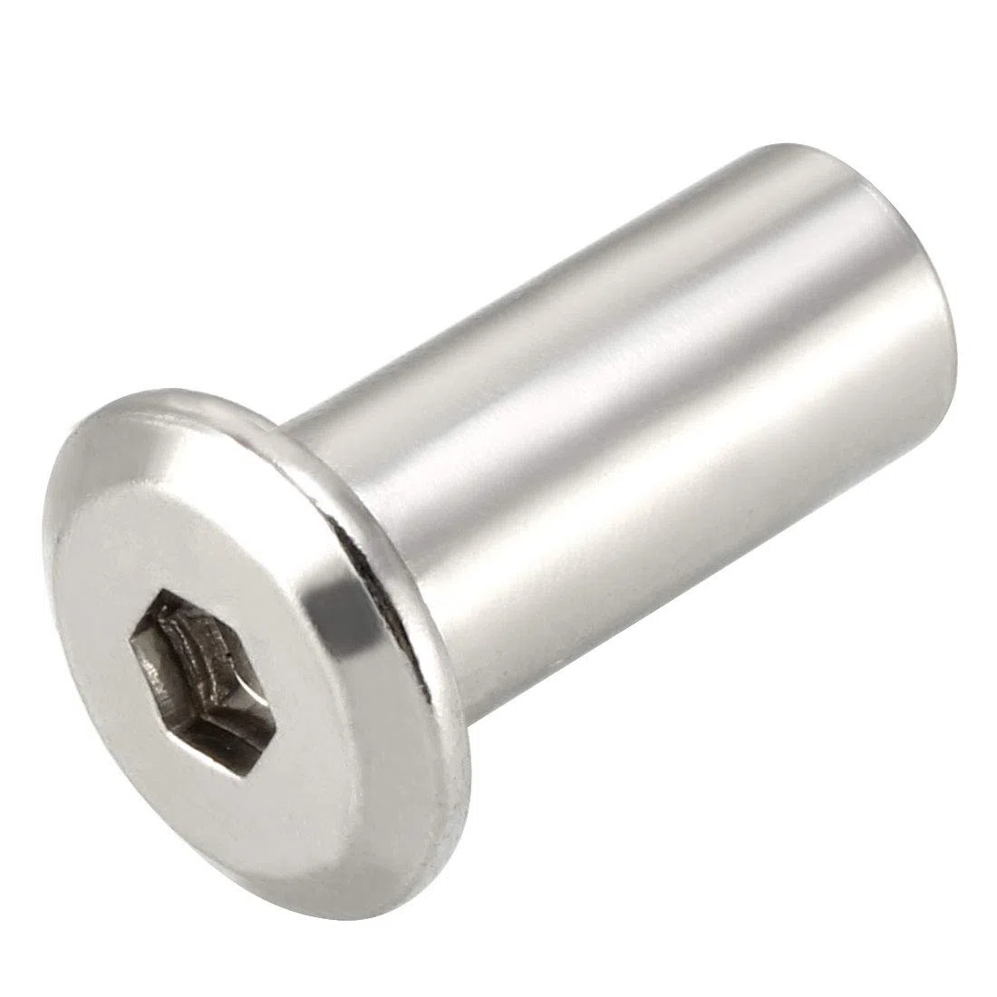 Sourcing Map Lot de 20 écrous à tête hexagonale M6 x 17 mm Plaqué nickel