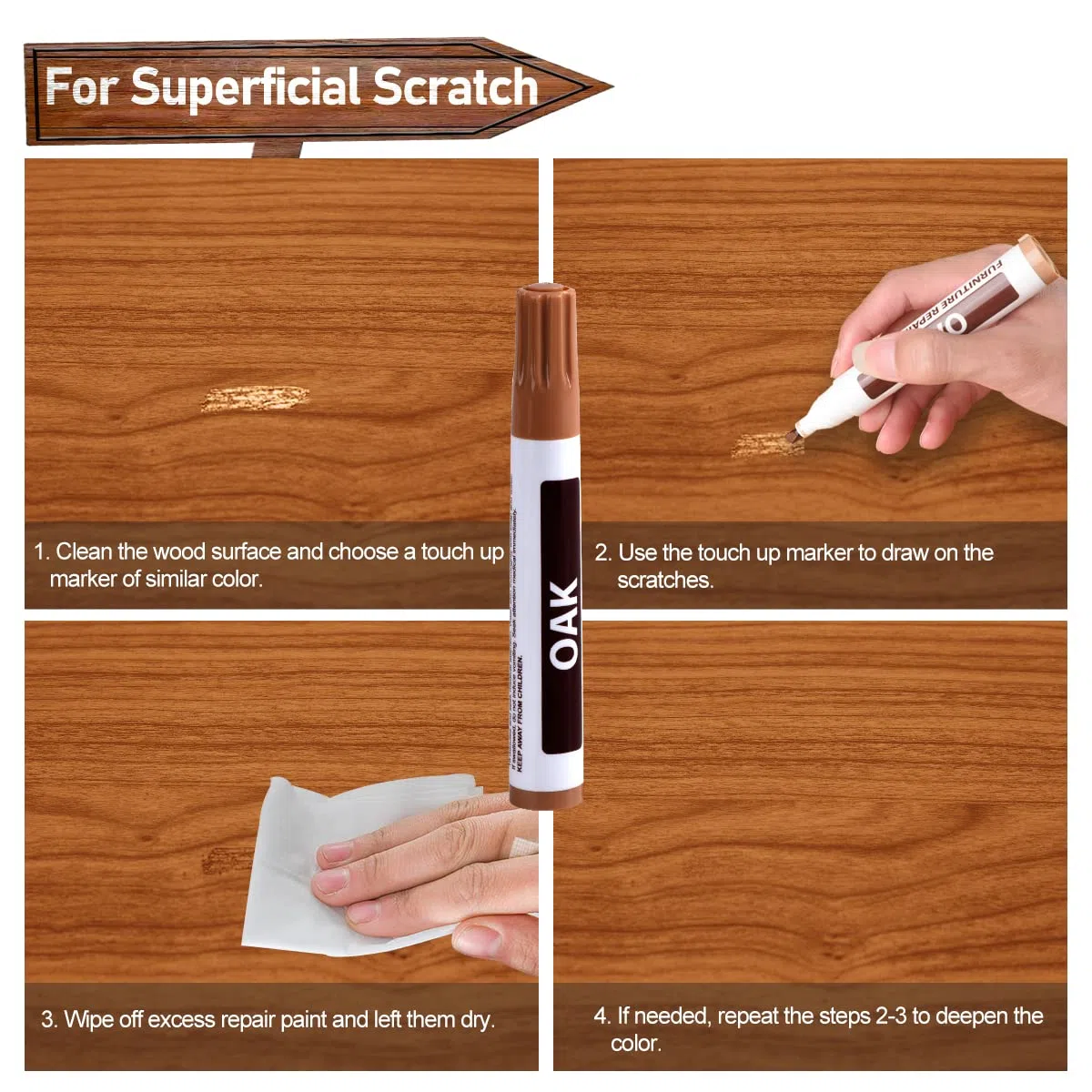 Kit Reparation Parquet, Mastic Bois Pâte Kit de Reparation Stratifie avec Marqueurs Réparation Meubles pour Retoucher Taches Frottement Décoloration Fissures Trous Rayures