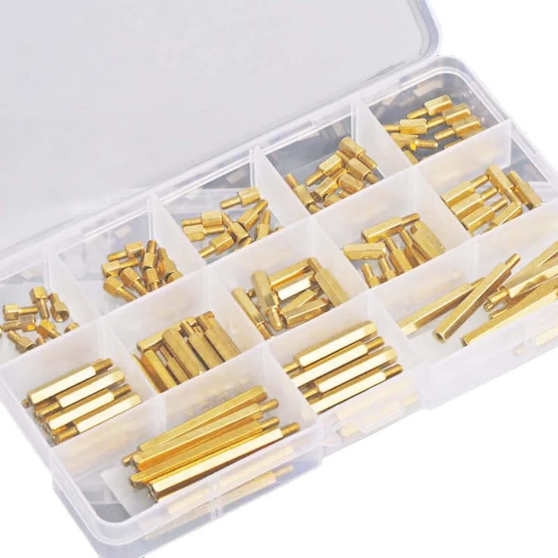 50 Pièces M5 Entretoise en laiton Vis Extrémité unique Mâle Femelle Fileté Hex Standoffs PCB Carte mère Hexagonal Pilier Assortiment Kit