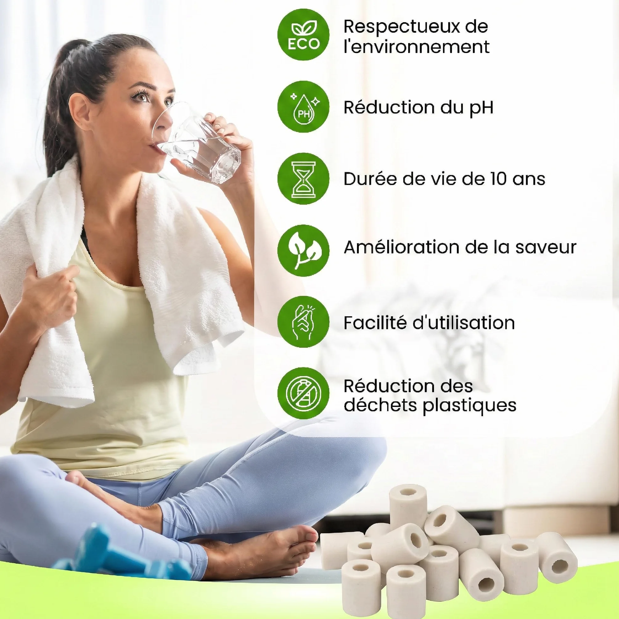 105 Perles de Céramique Grises Fermentées – Filtre à Eau Naturel Anti-Calcaire pour Carafe, Bouilloire, Gourde, Lave-Linge – Purification et Adoucissement de l’Eau