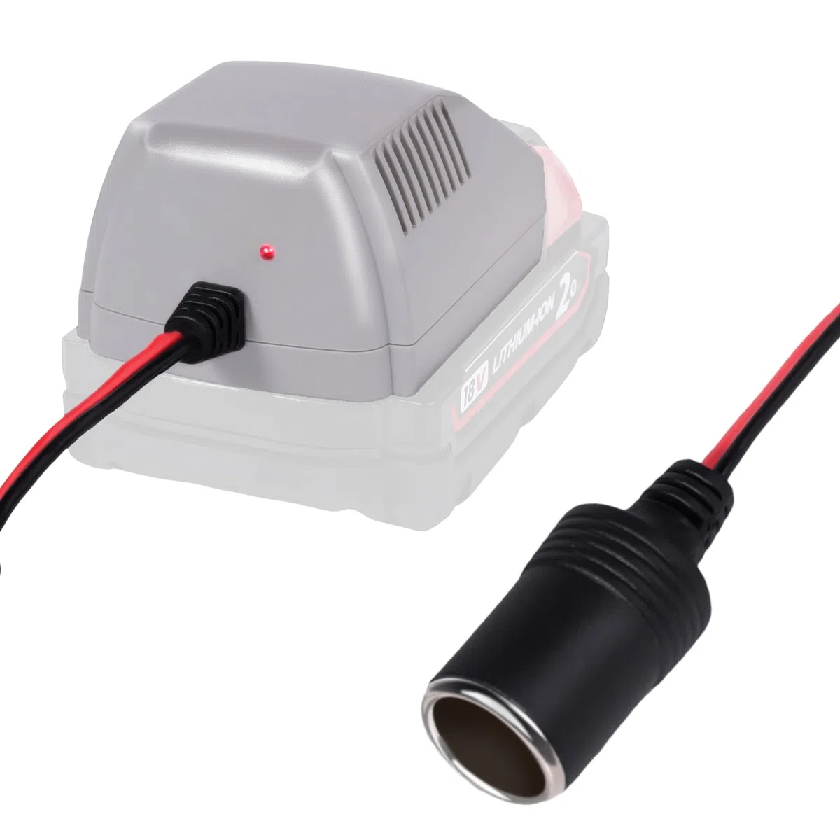 TONSIM Adaptateur pour Batterie 18V Milwaukee – Convertisseur Step-Down avec Prise Allume-Cigare – Compatible avec Toutes Les Batteries 18V Milwaukee – Idéal pour Outils 12V et Accessoires Auto