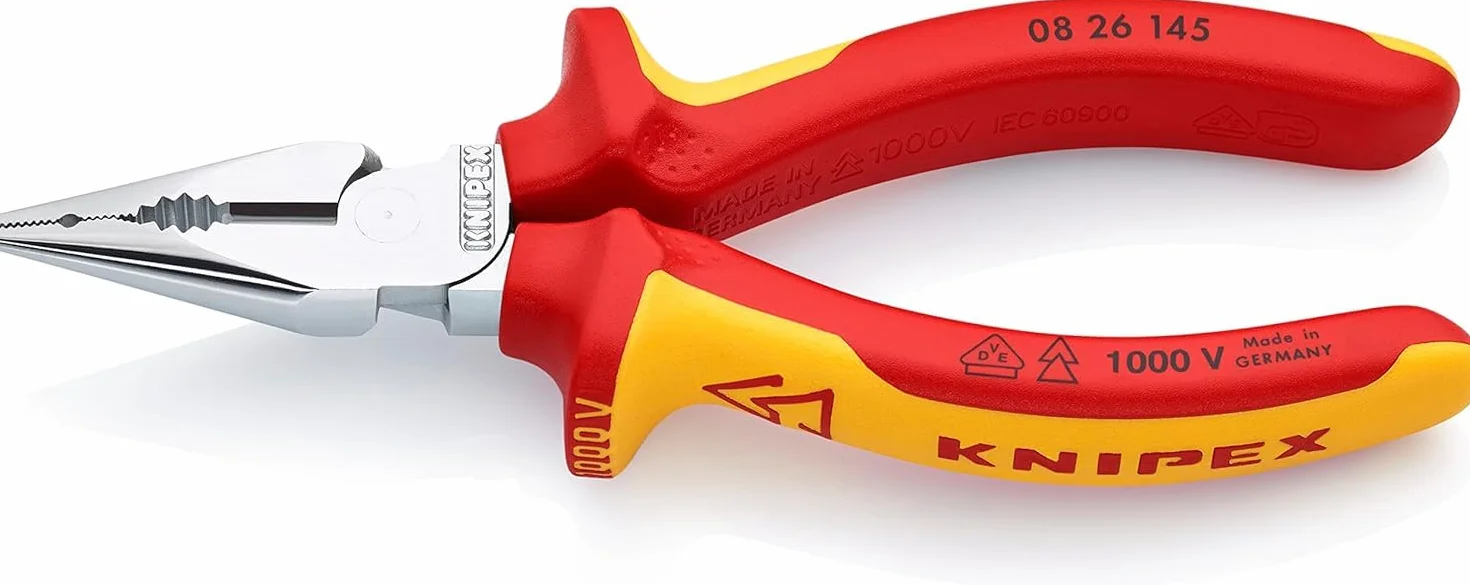 Knipex Pince universelle multifonctions chromée isolées par gaines bi-matière, certifiées VDE 145 mm, 08 26 145