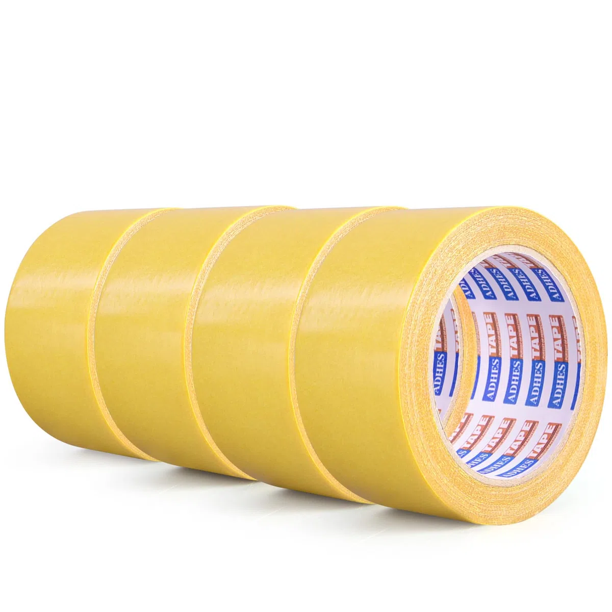 ADHES TAPE PURSUIT OF PERFECTION Adhésif pour tapis Ruban double face moquette et autres fixations,5cm x 9m, jaune/Lot de 4