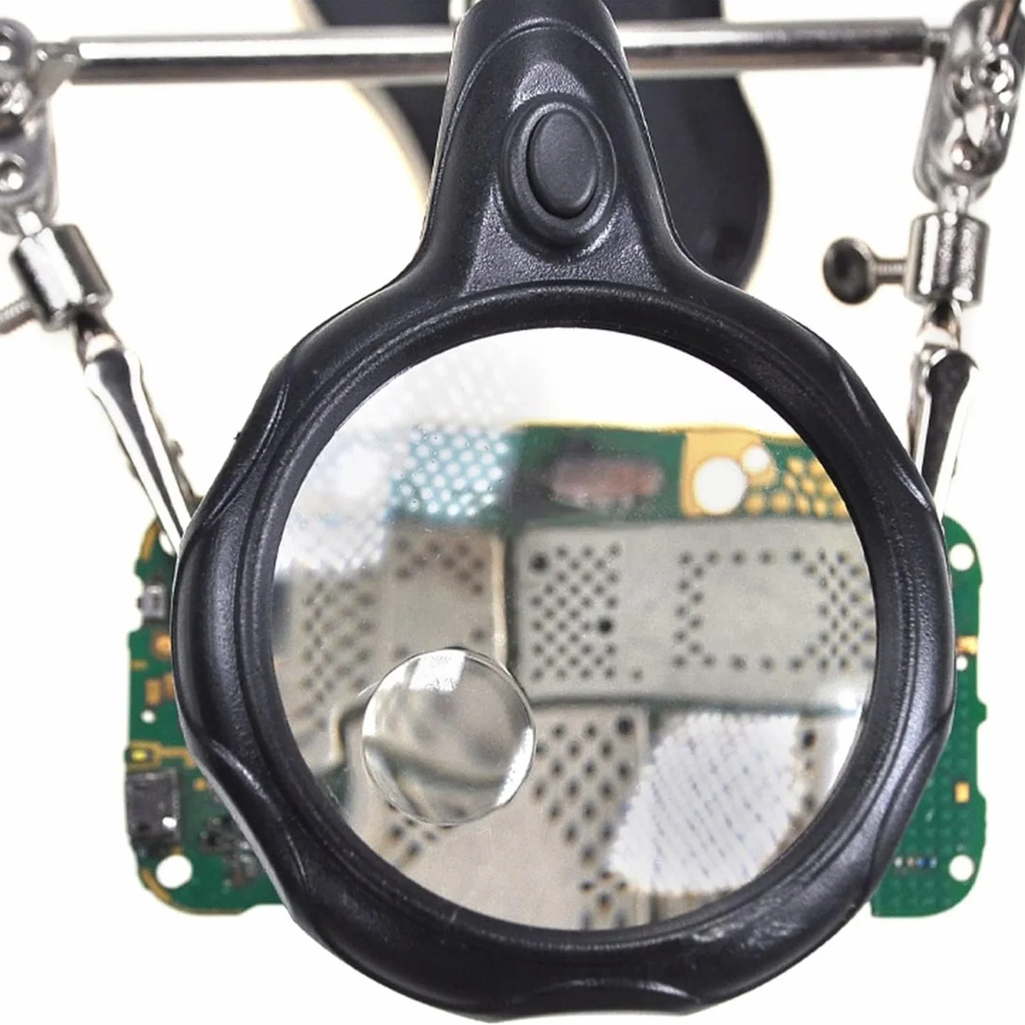 Troisième Main avec Loupe TE-801 – Grossissement 3,5x/12x, LED x2 | Base 10x6cm, Hauteur 26cm | Support Fer à Souder | Pour Soudure, Électronique | Accessoire Atelier