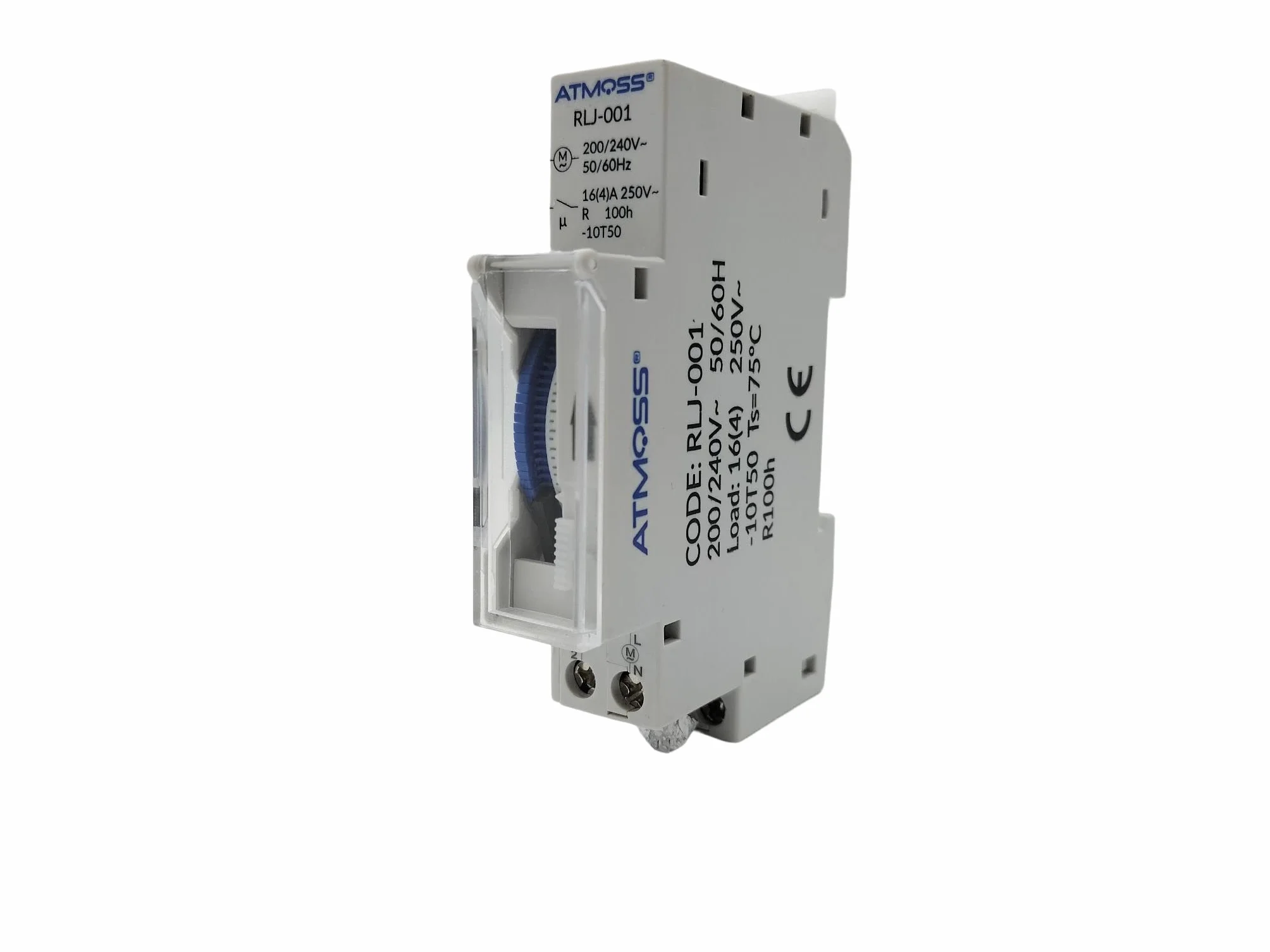 RASMACOR Minuterie journalier analogique avec réserve 100 Heures | Horloge horaire avec réserve 100 Heures | pour Rail DIN | 15 Minutes | Grand Pouvoir de Coupe 16 A/250 V | ATMOSS