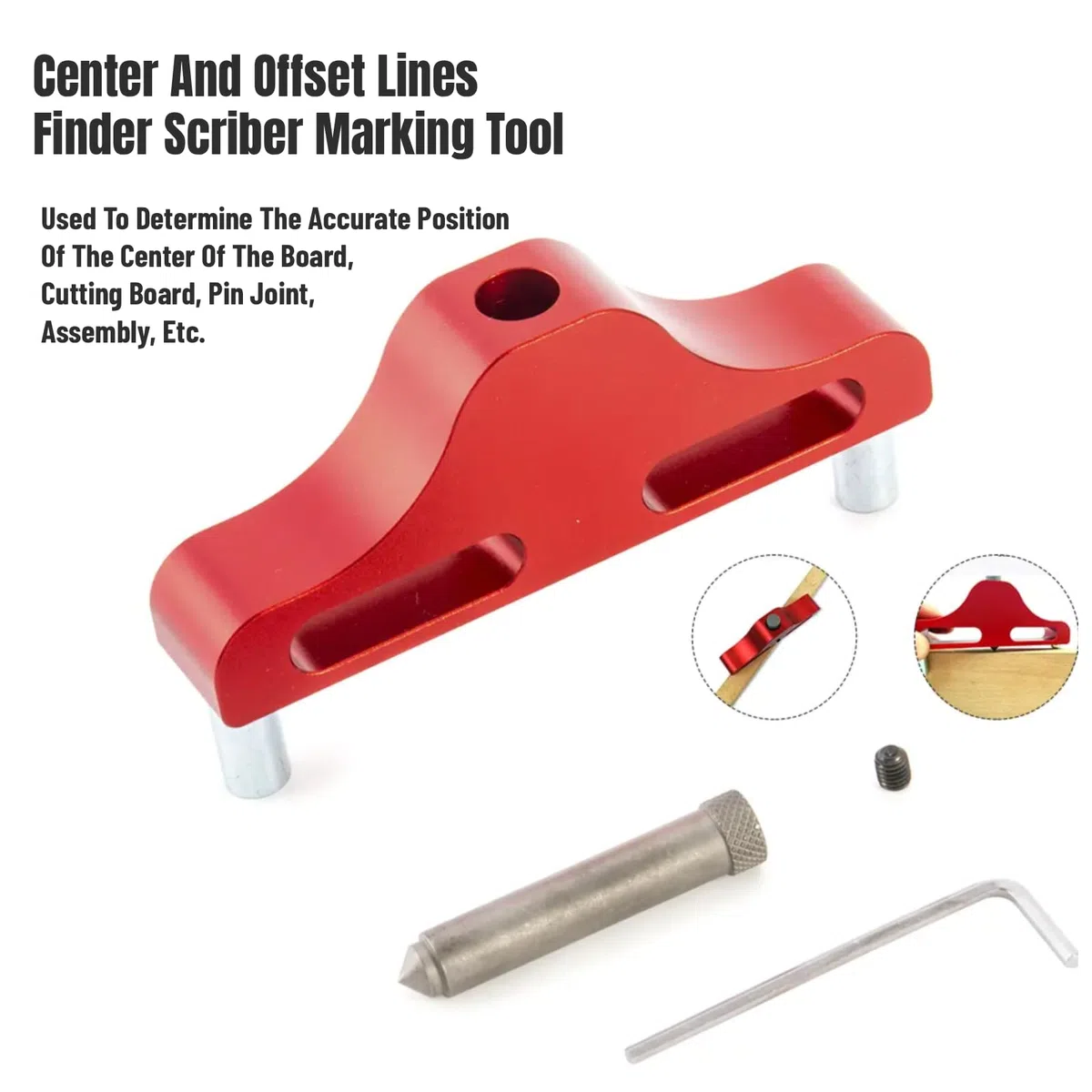 Outil de marquage Centre Scriber, 95mm Center Finder Line Scriber, Centrage et décalage Scriber Jauge de Marquage Traceur de Centre Outil de recherche de centre pour Menuisier du Bois
