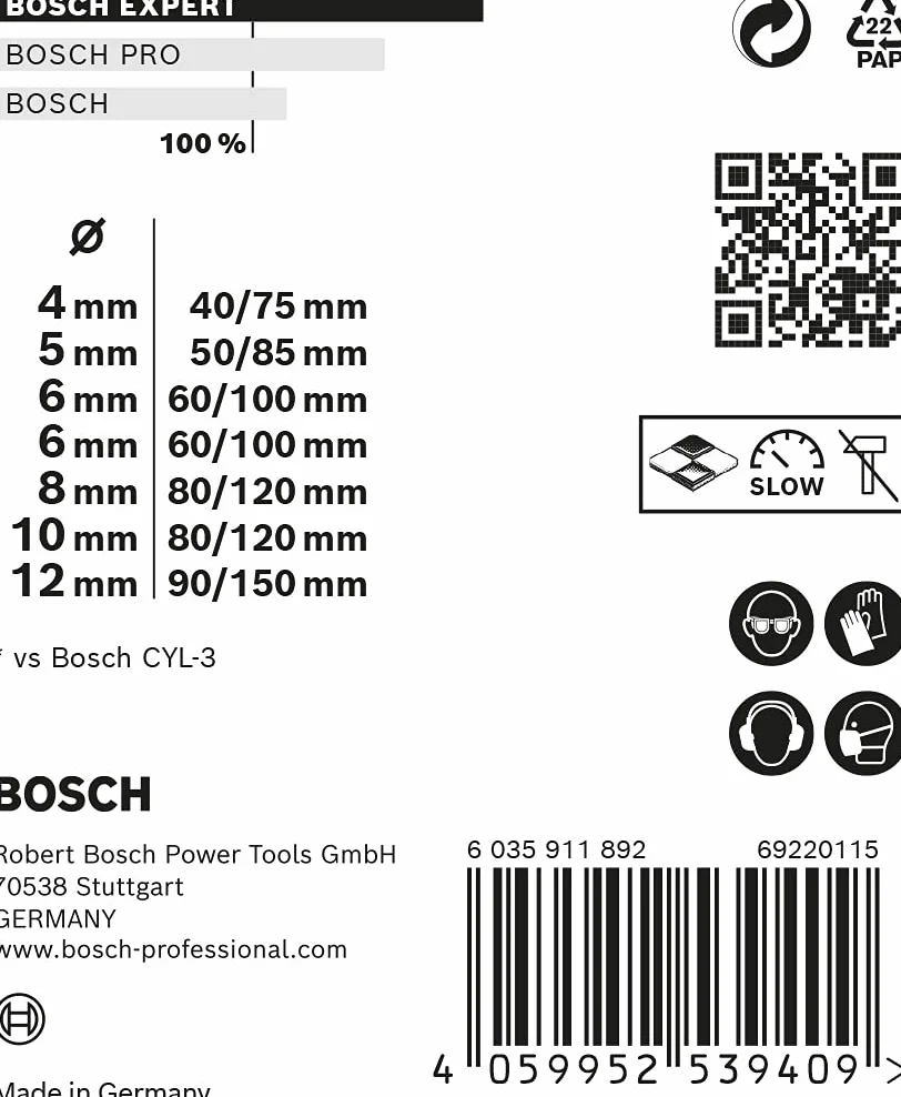 Bosch 7x Coffrets de forets EXPERT CYL-9 MultiConstruction (pour Béton, Carreaux tendres, Ø 4-12 mm, Professional Accessoire Perceuse/Visseuse à percussion, Perceuses/visseuses rotatives)