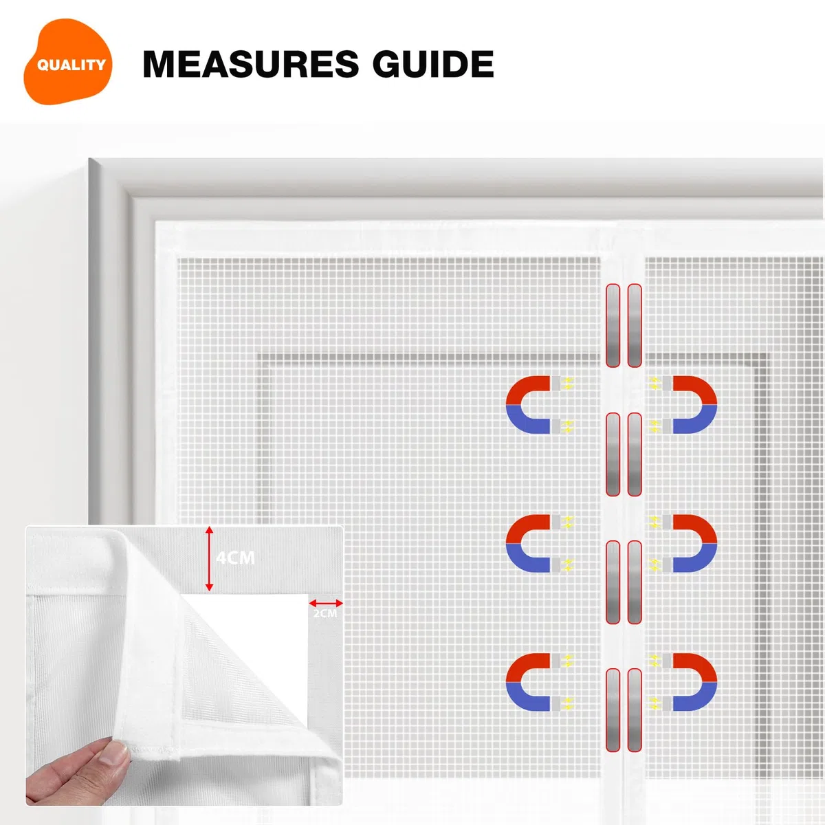 SCREEN DOOR Moustiquaire Porte Fenetre 80x120cm | Moustiquaire Haute Qualité, Protection contre les Insectes, Installation Facile – Blanc