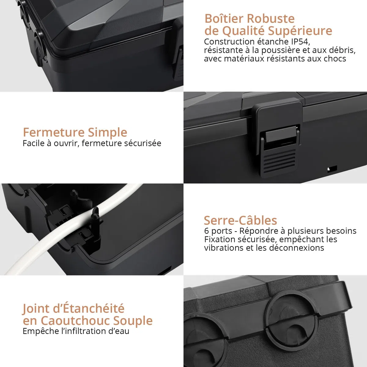 Kamtop Boîtier Étanche Extérieur IP54 – Coffret de Protection Électrique ABS, Résistant aux Intempéries, pour Jardin, Éclairage Extérieur, Rallonge, Installation Facile