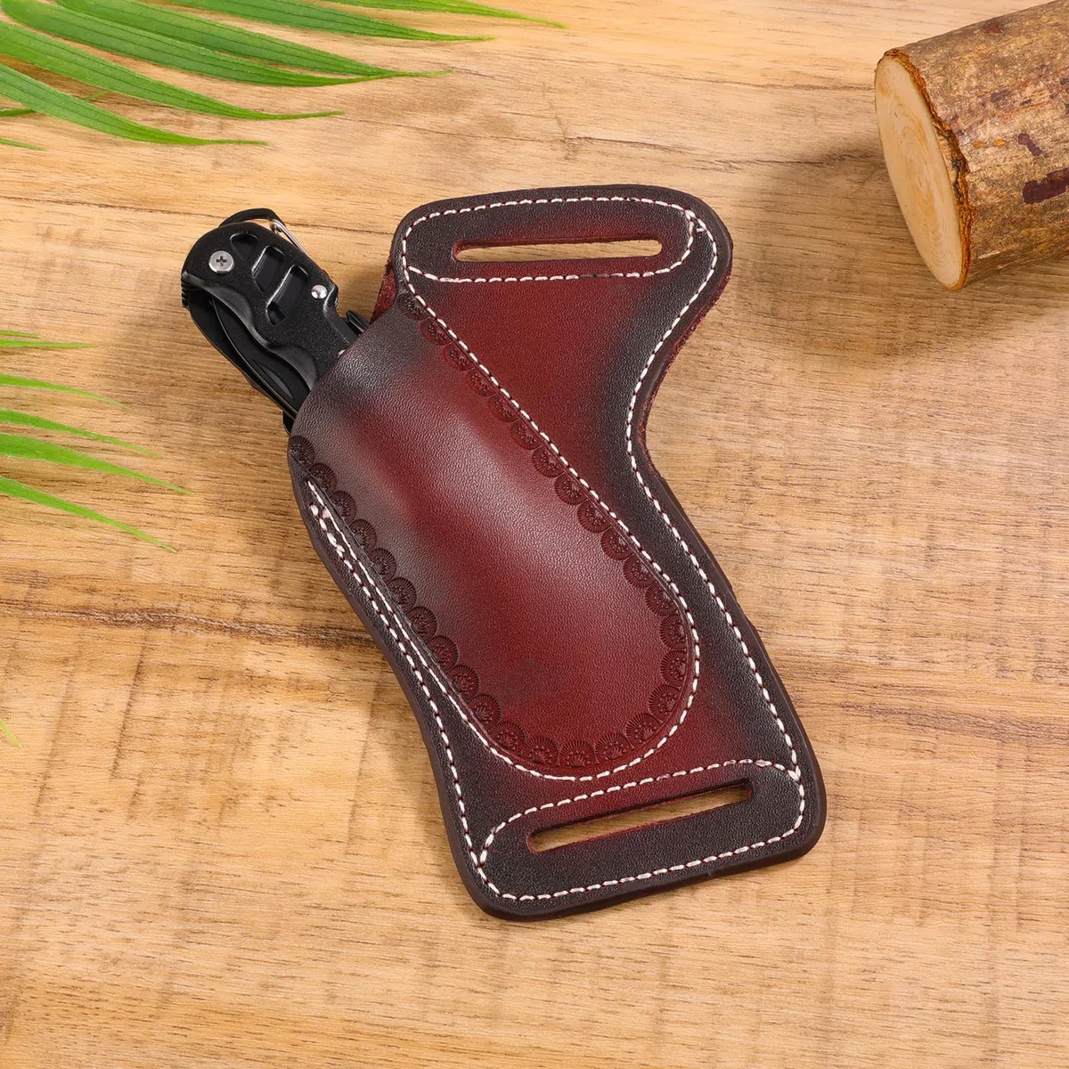 Étui à Couteau en Cuir pour Ceinture, Étui à Couteau de Poche Étui à Couteau Porte-Couteau de Poche Pliable Porte-Couteaux Compact pour Outils EDC Cadeau pour Homme (Marron Foncé)