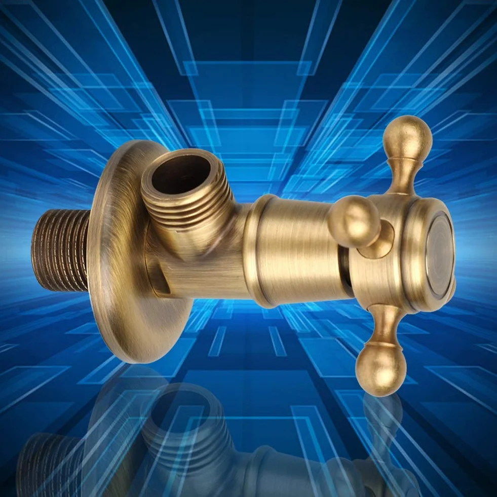 Valve d'angle en cuivre complet universelle froid et chaud antirouille antiseptique design rétro pour robinets multiples salle de bains cuisine avec contrôle d'eau précis et durable