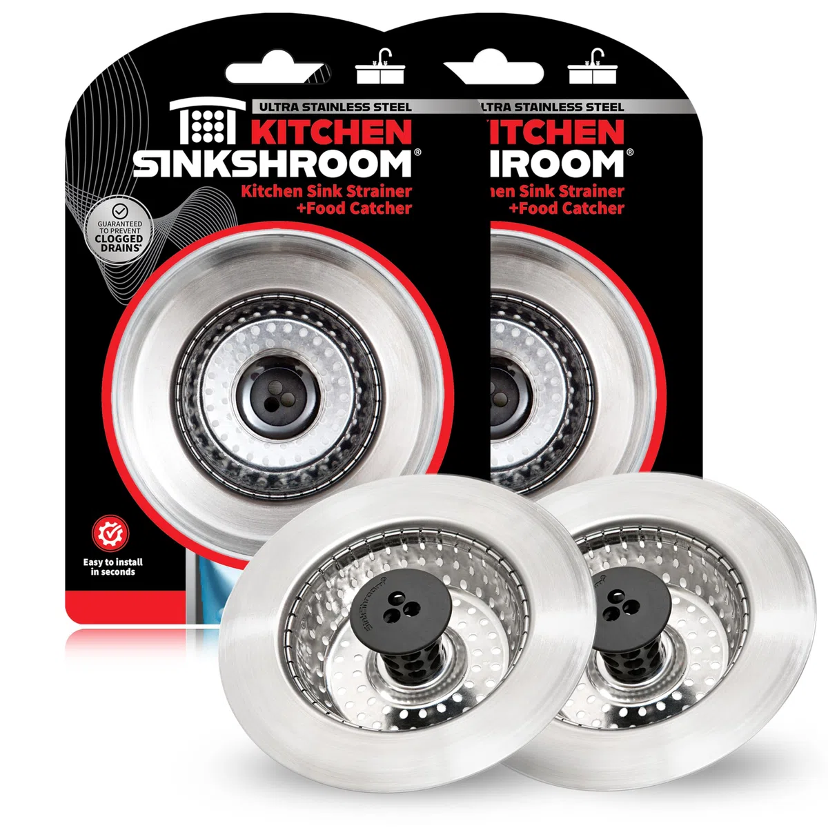 SinkShroom Lot de 2 passoires d'évier en Acier Inoxydable
