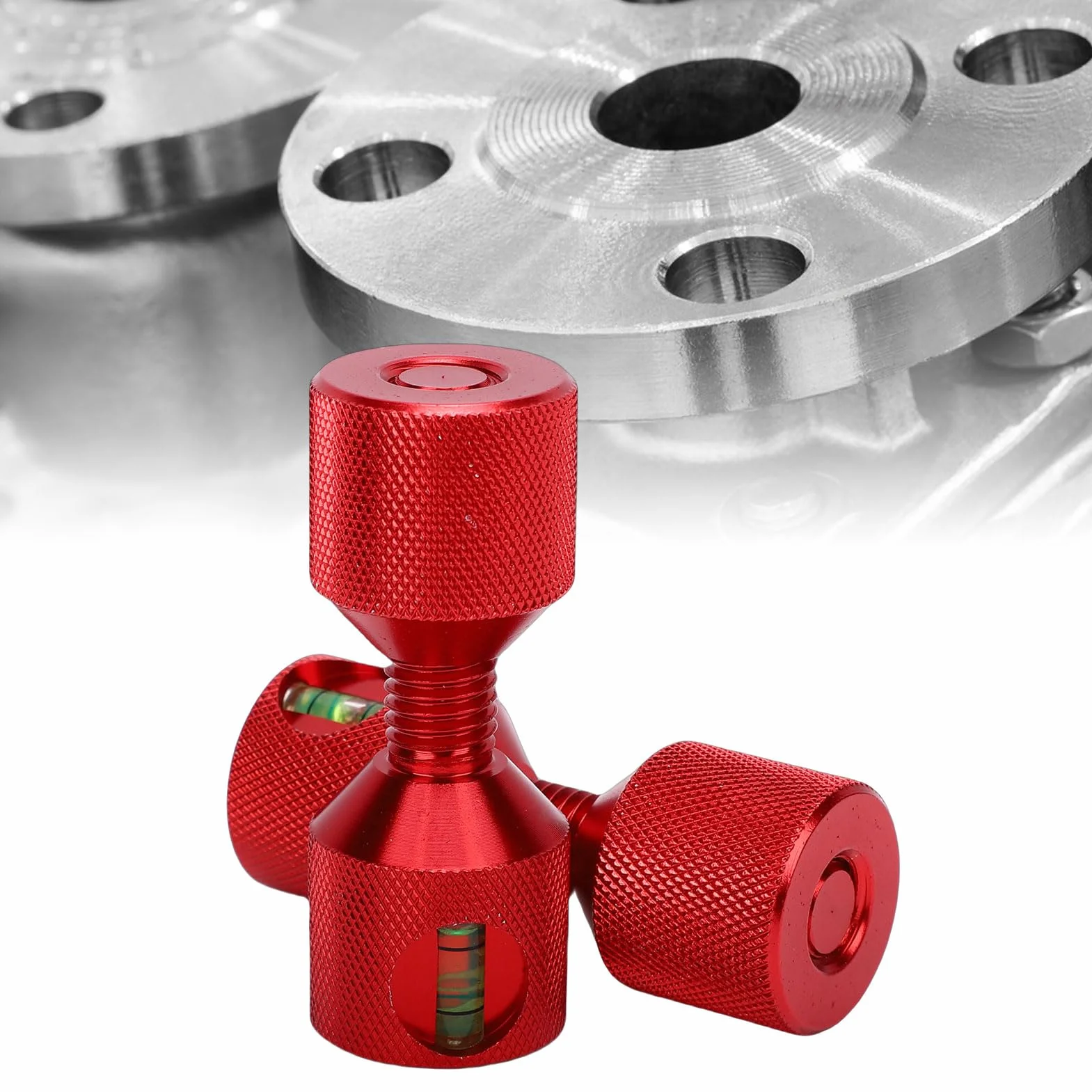 Naroote 2 Pièces Broches à Deux Trous 1-1/8 Pouces en Alliage D'aluminium Goupille D'alignement de Bride à 2 Trous avec Niveau intégré Finition Rouge Oxyde anodisé Fabrication Précise