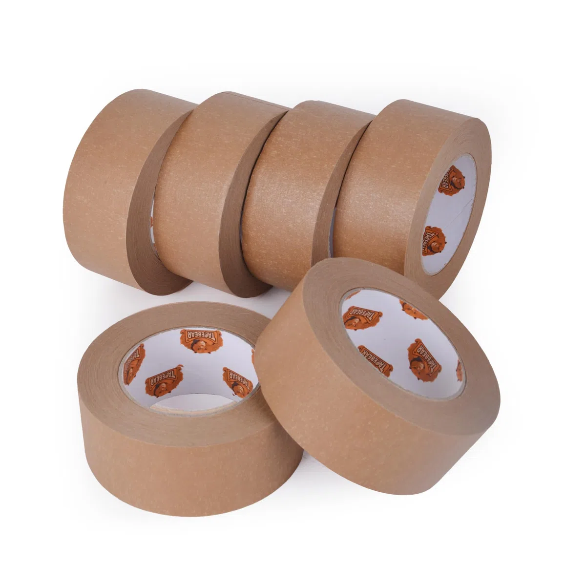 TAPEBEAR Ecologique Ruban Adhésif En Papier Kraft, Marron Ruban Adhésif D'emballage, Biodégradable Ruban Papier D'emballage, Sans Plastique, Totalement Recyclable, Lot de 6, 2inch x 60yard