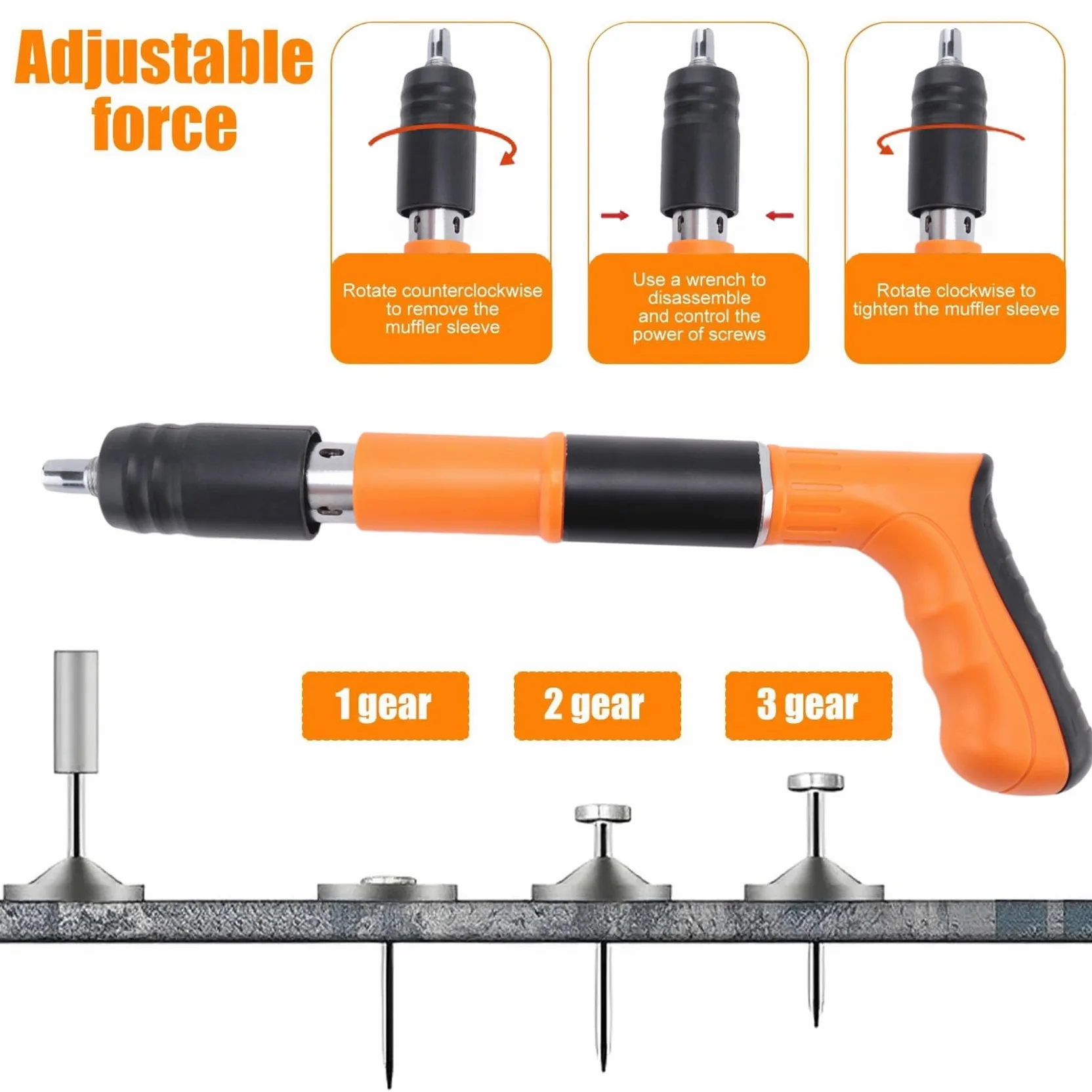 Mini cloueuse - Kit d'outils de fixation manuel - Cloueuse à air réglable - Cloueuse murale en ciment pour le travail du bois