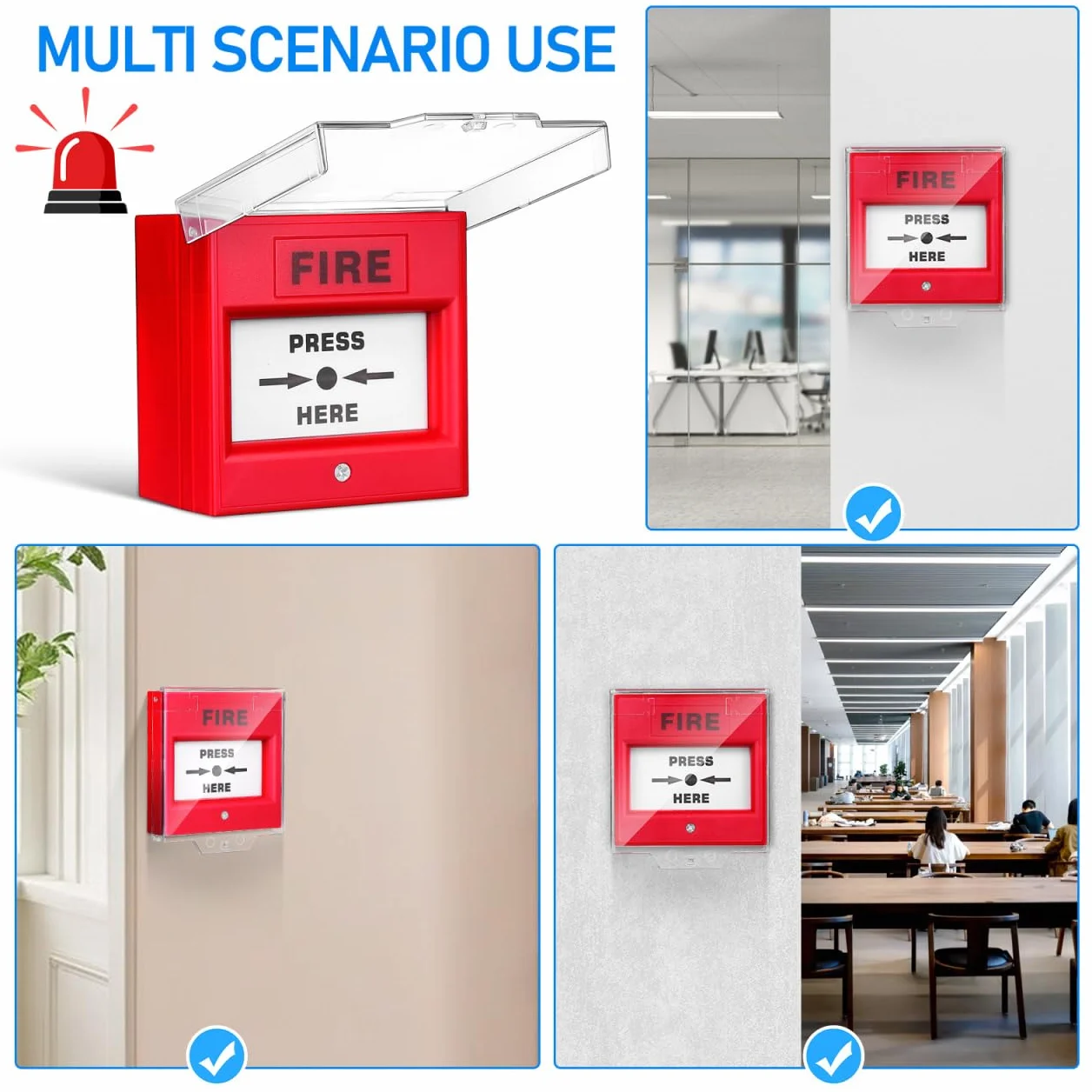 UKCOCO Bouton Alarme Incendie Verre avec Déverrouillage Manuel Urgence Contrôleur Électrique pour Maison Bureau et Publics Conçu pour Activation Rapide