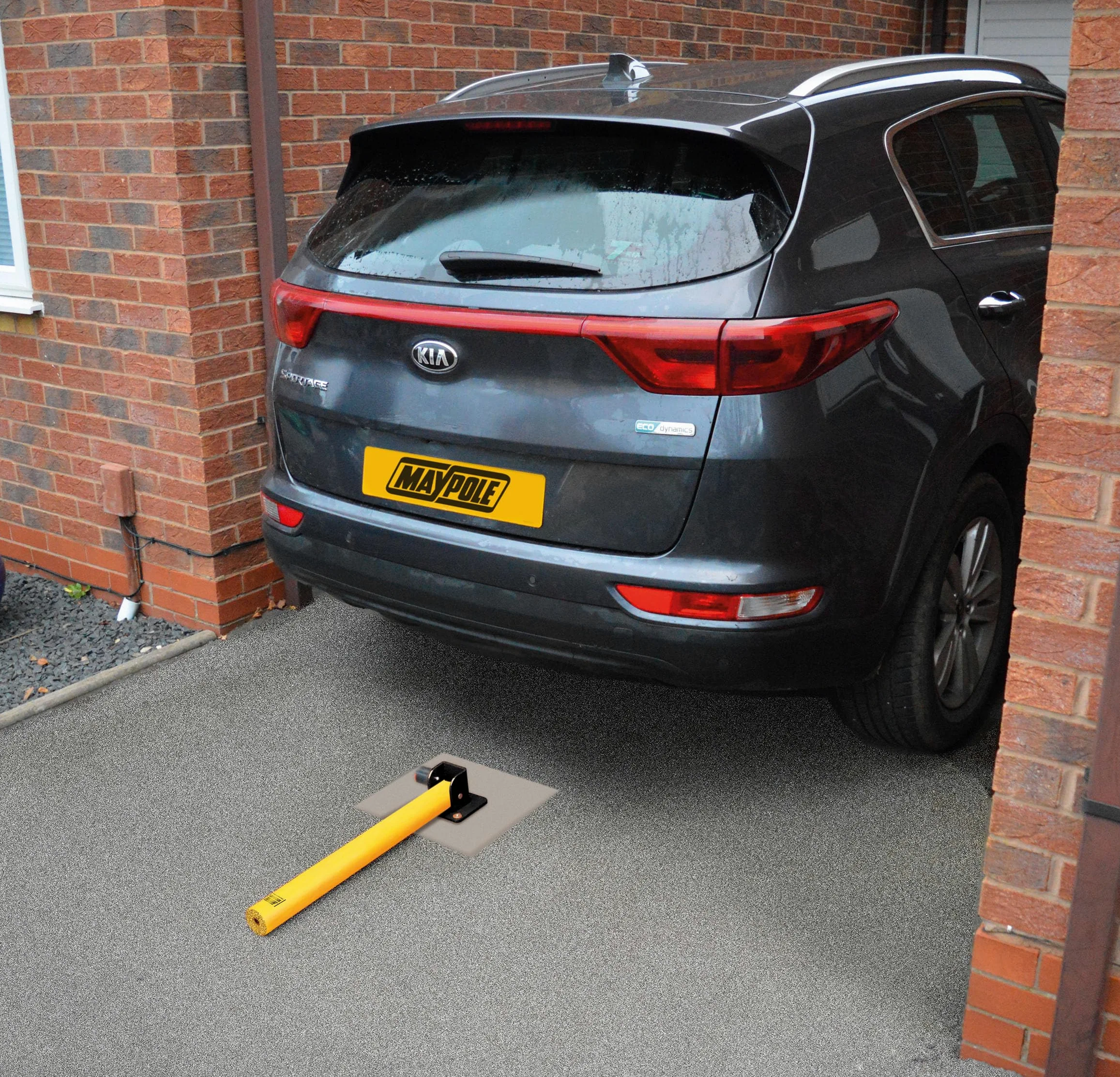 Maypole Poteau de sécurité Rond Pliable avec verrou intégré pour allées, garages, parkings, Parcs d'attente, parkings