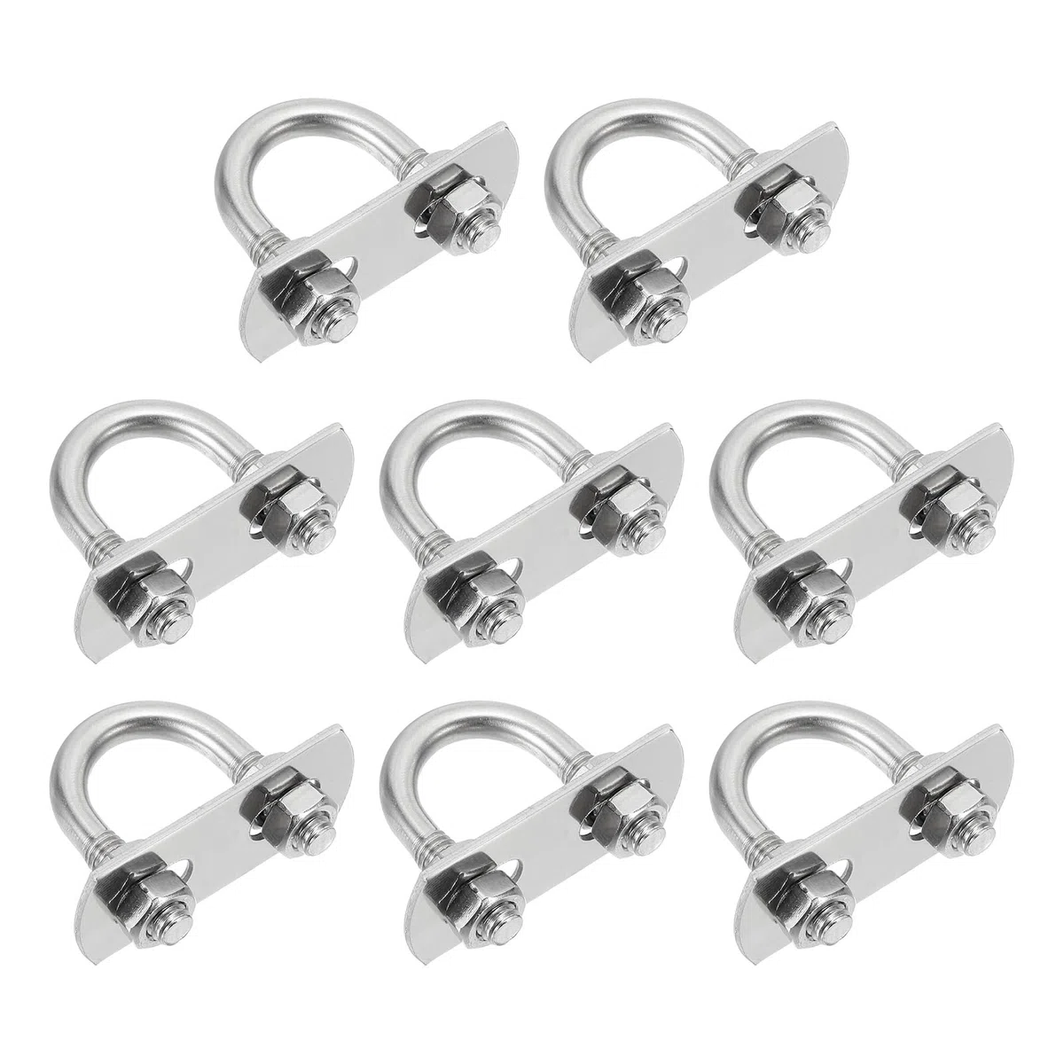sourcing map Lot de 8 boulons en U M6 de 18 mm de largeur intérieure de 37 mm de long en acier inoxydable 304 avec écrous et plaques pour bateau de ski, bateau de pêche