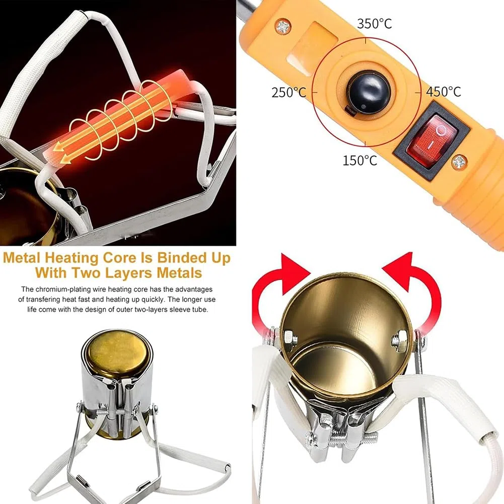 Pot de Fusion électrique Portable pour Plomb, 300 W pour moules de Poids de pêche, Four de Fusion de métal avec poignée, température 150-450 ℃, creusets de Profondeur 65 mm, pour Pendentif