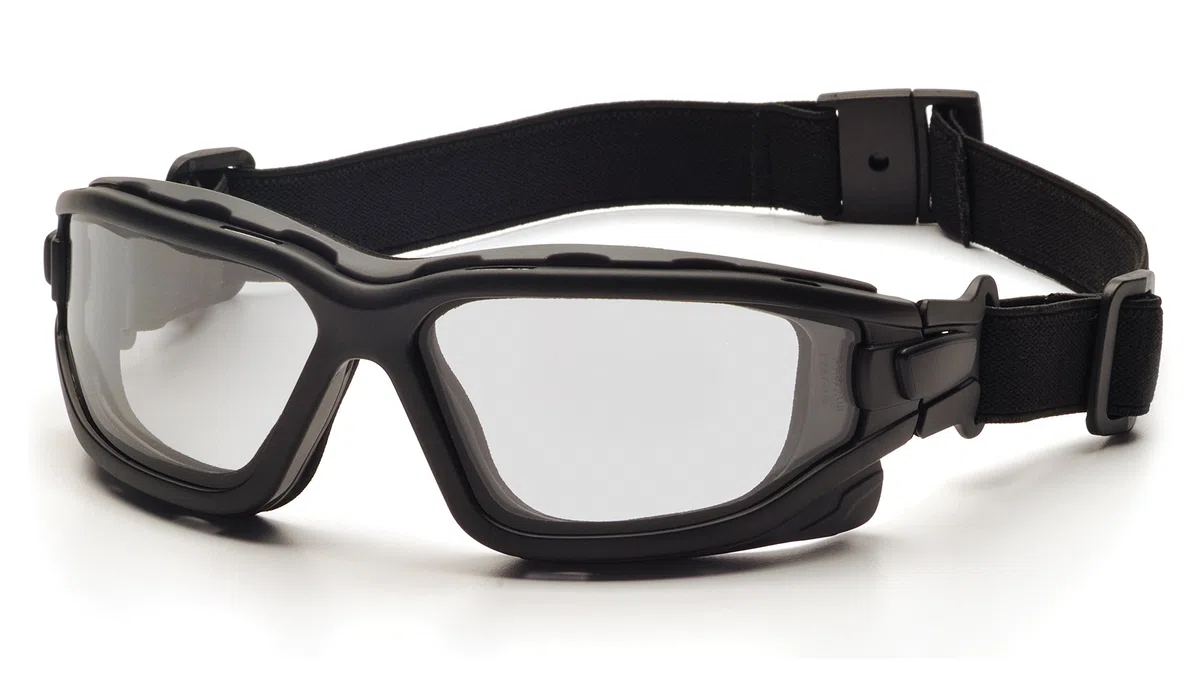 PYRAMEX I-Force Lunettes de Sport à Double Panneau Anti-buée, Monture Noire/Verres Transparents Anti-buée