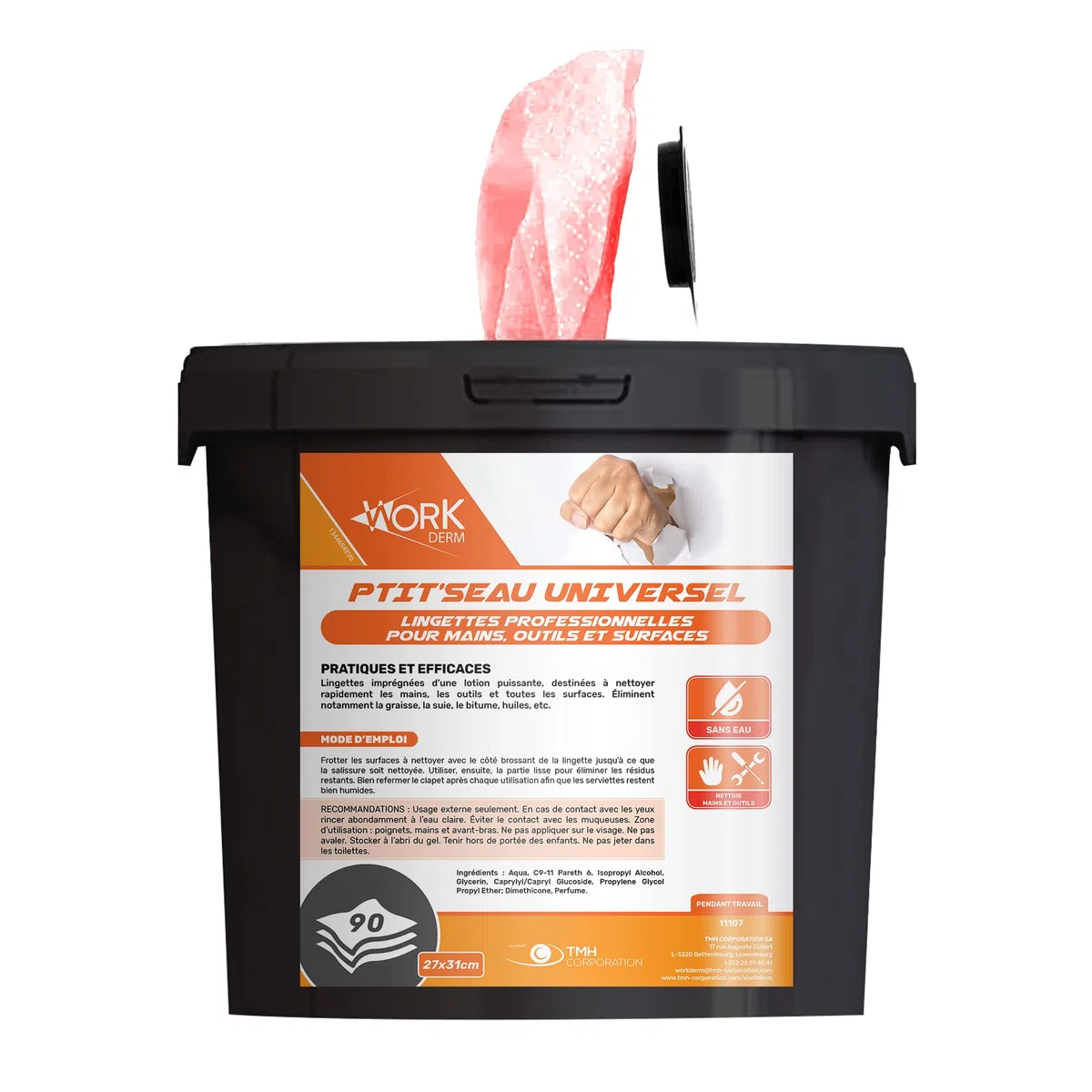 Lingette nettoyante universelle Pro - Main, Surface et outils 90 lingettes (seau de 90 lingettes)