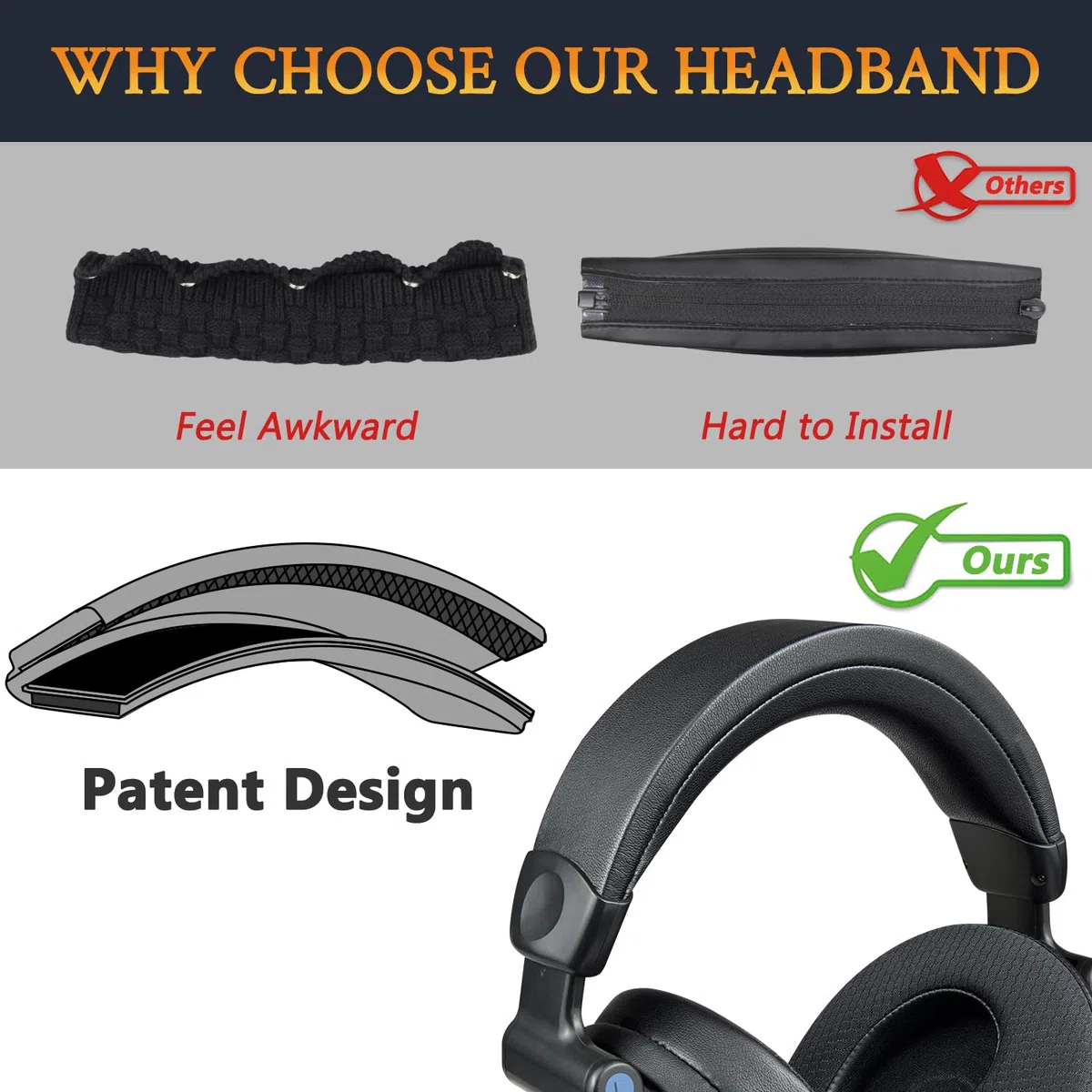 SOULWIT Bandeau Couverture pour Sony MDR-V600/Z600/V900/V900HD/7509HD Casque, Pièce de Rechange pour Headband
