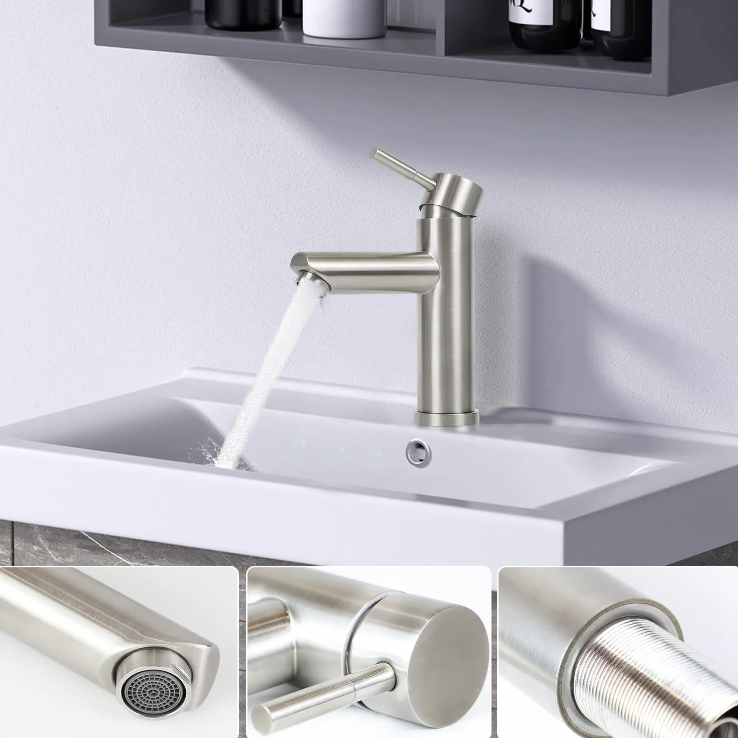 Robinet Salle de Bain Robinet Lavabo - Cascade Moderne Design Elégant Robinetterie Chromé Mitigeur en Inoxydable Eau Chaude et Froide Disponible