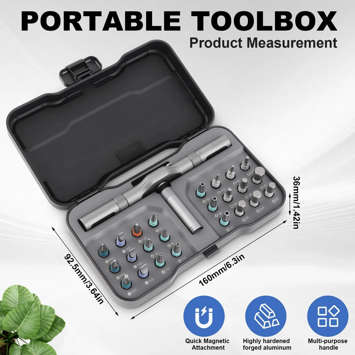 24 en 1 Tournevis à Cliquet, Kit Tournevis Magnétique de Précision, Poignée en Aluminium Amovible, Outils de Réparation pour Meubles, Bricolage, PC, Compact et Portable