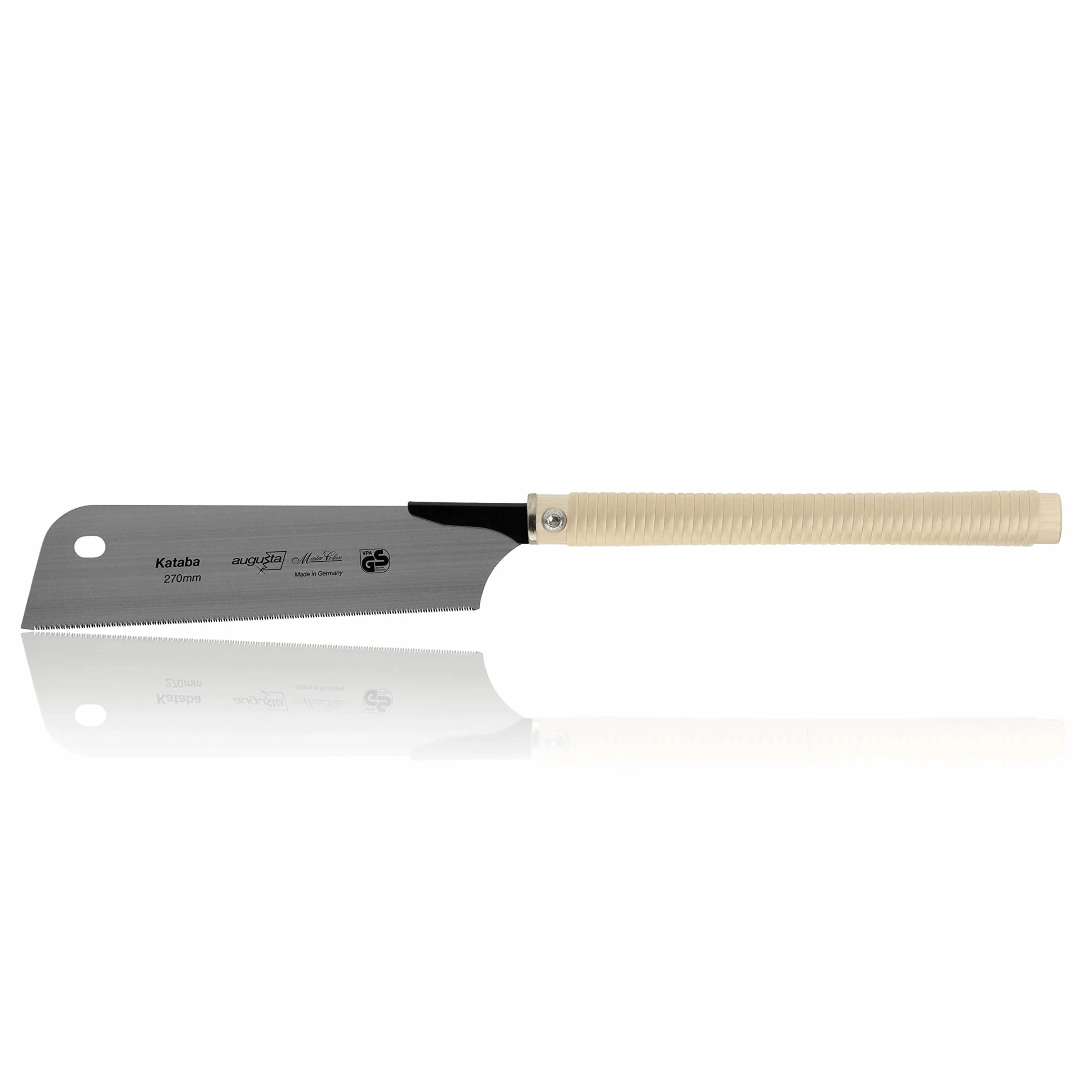 Augusta-Heckenrose scie japonaise Kataba 270 mm I Scie traditionnelle en acier C75 pour coupes fines I Scie à bois avec dos en acier raccourci & poignée en raphia
