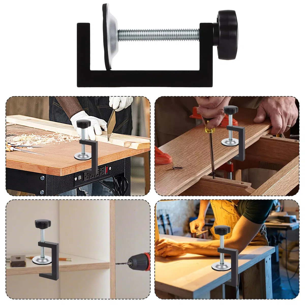 8 Pièces Serre Joint Kit, Plage de Serrage 10-57mm Pince en G, Serre Joint Menuisier Clip de Fixation, Outils Accessoires pour Pince de Table, Convient pour la Fixation Du Bois, Des Tables