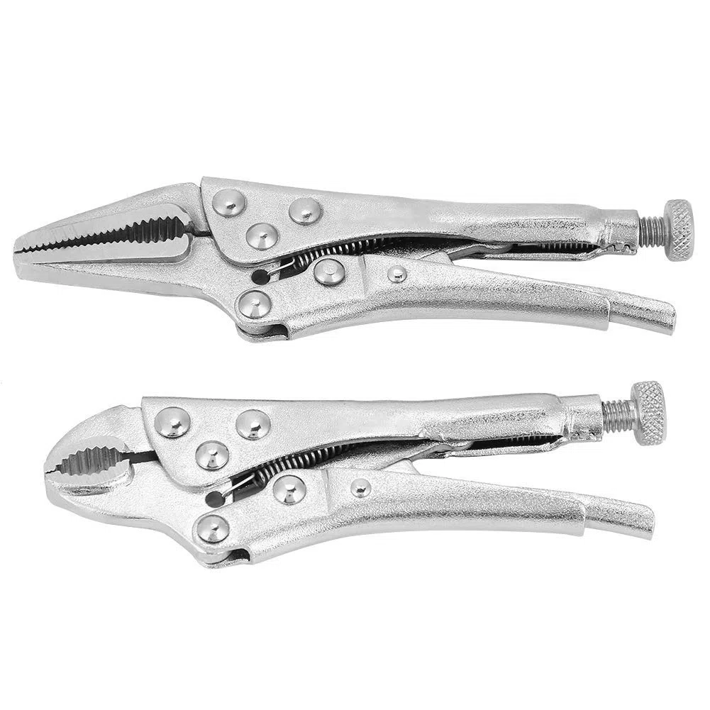 2 Pièces Jeu de Pinces-étau en Acier à Haute Teneur en Carbone Pinces-étau à Mâchoire Droite de Verrouillage Ensemble Outils à Main