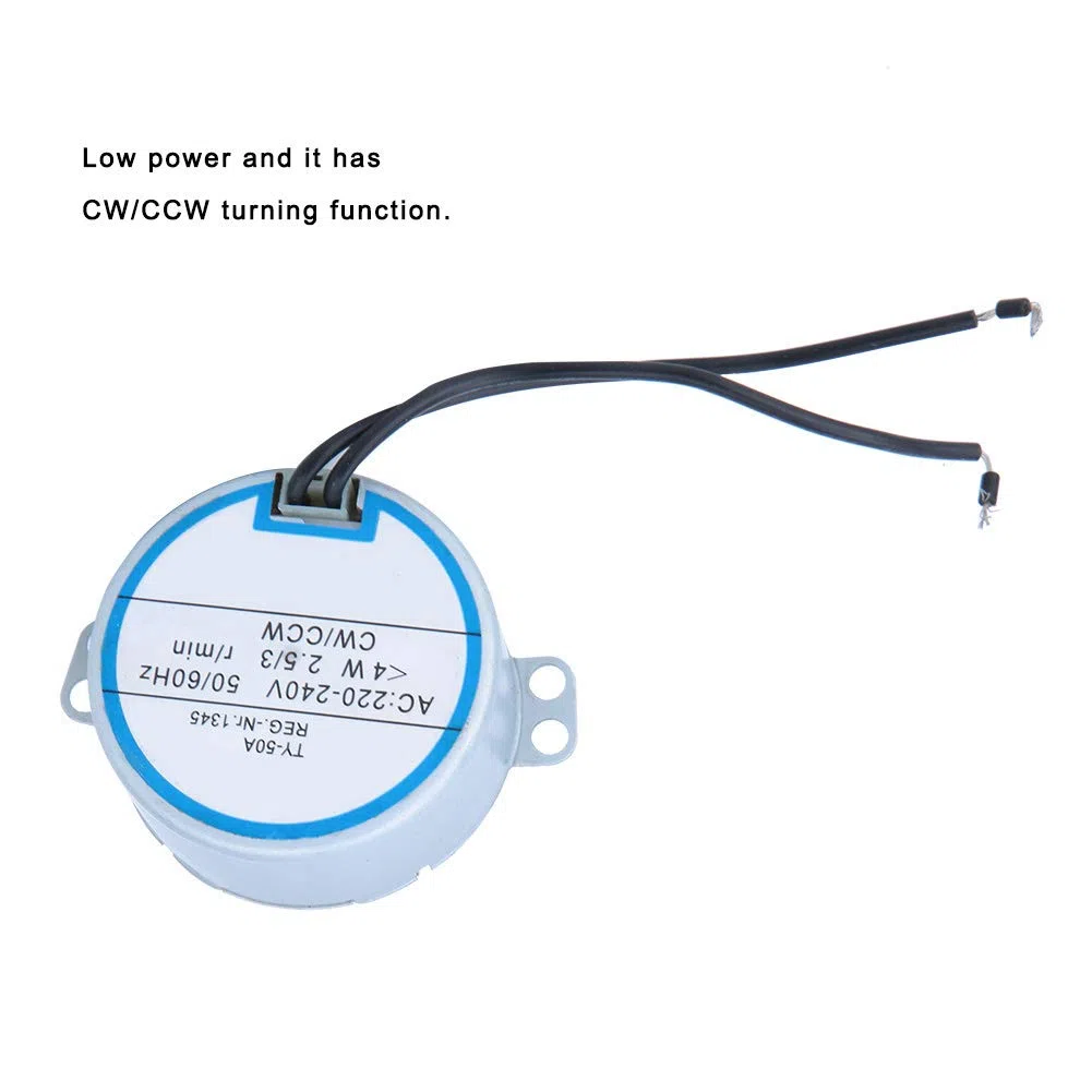 Moteur Synchrone CA 220-240V 50/60Hz 4W avec Direction Réversible, Arbre Rond 7mm, 2.5/3 tr/min, pour Ventilateur