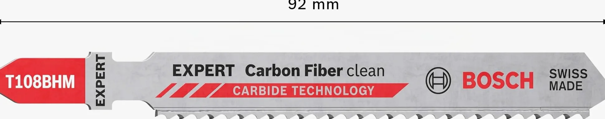 Bosch 3x Expert ‘Carbon Fiber Clean’ T 108 BHM Stichsägeblatt (für Faserkunststoffe GFK, CFK, Länge 92 mm, Professional Zubehör Stichsäge)