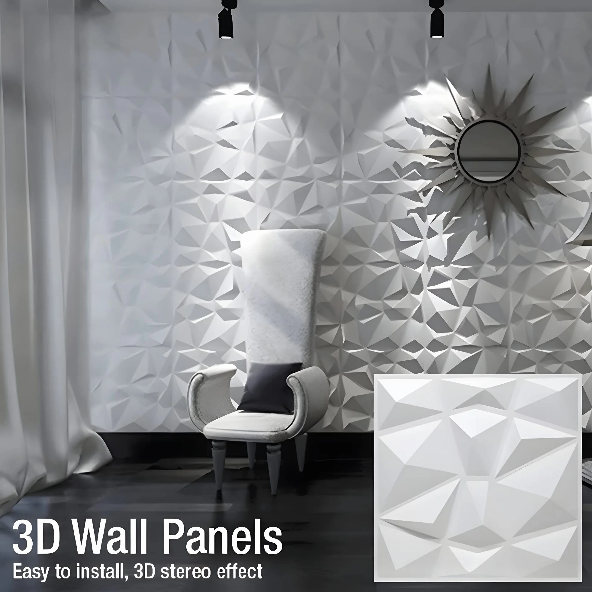 LeapBeast Lot de 12 Panneaux Muraux Texturés 3D,Dalles Murales Décoratives Salon,pour décoration murale intérieure en blanc, décoration murale en PVC