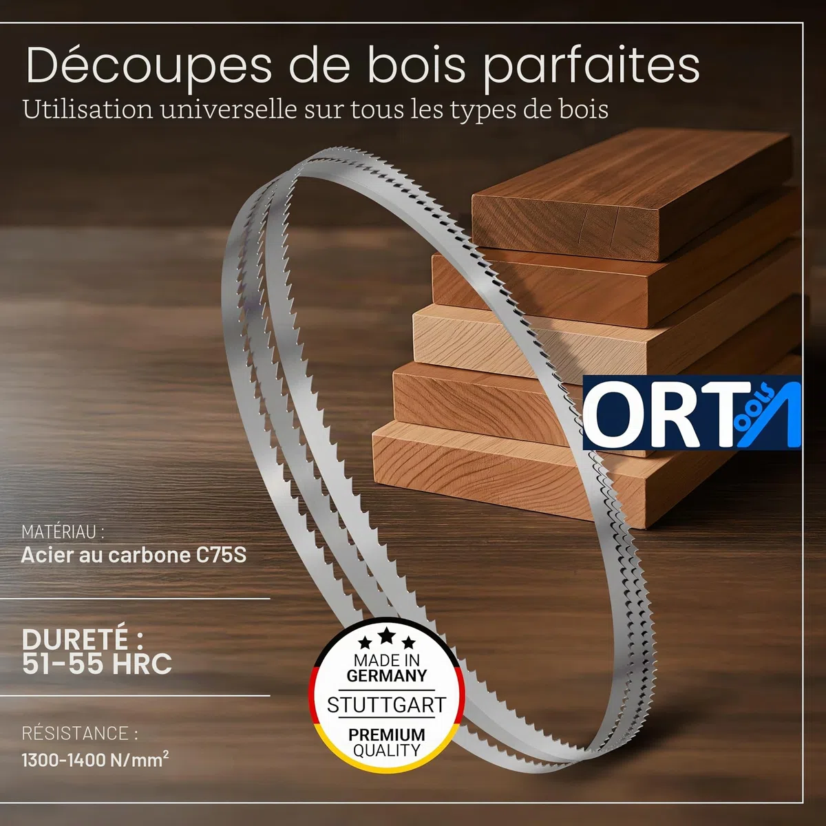 Lot de 3 lames de scie à ruban à bois de 1712 mm pour Metabo BAS 260/261 (1712 x 12 x 0,45 x 4)