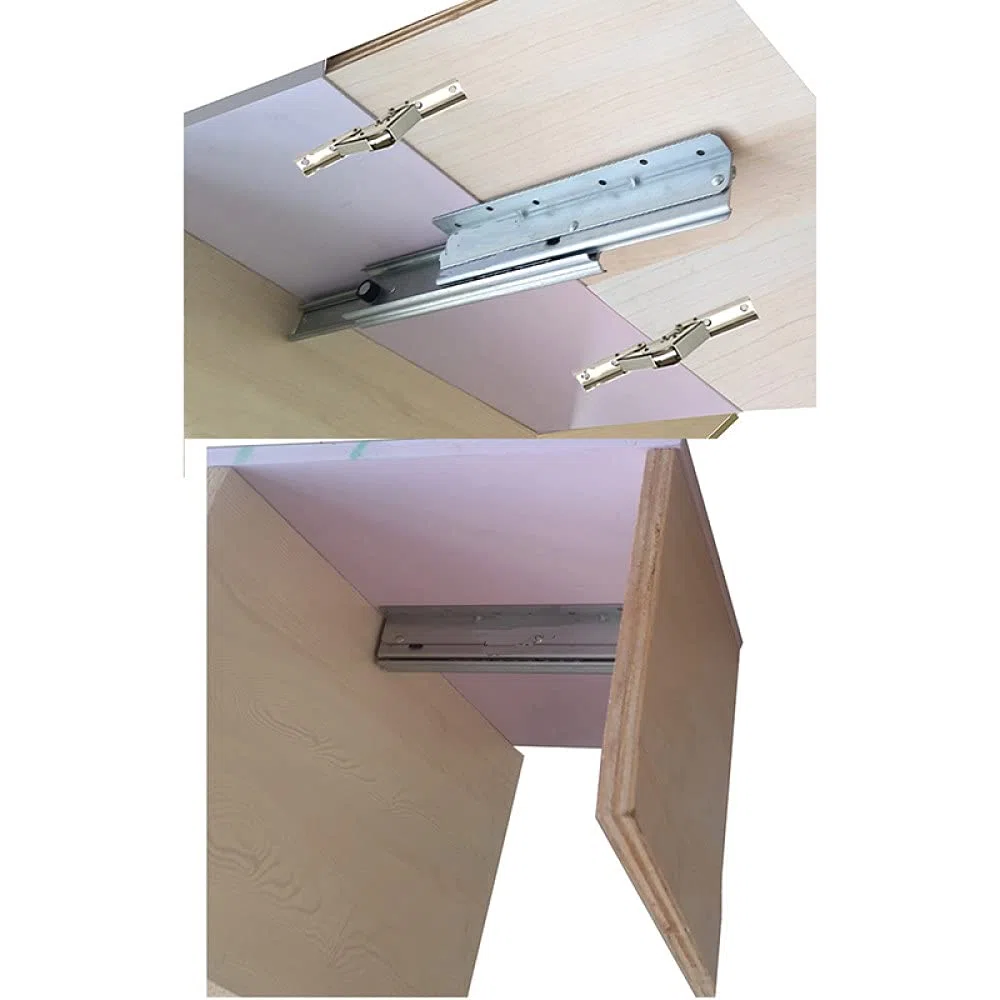 (1 glissière 2 charnières/quincaillerie de glissière de table extensible rallonge de table pliante, 1 glissière