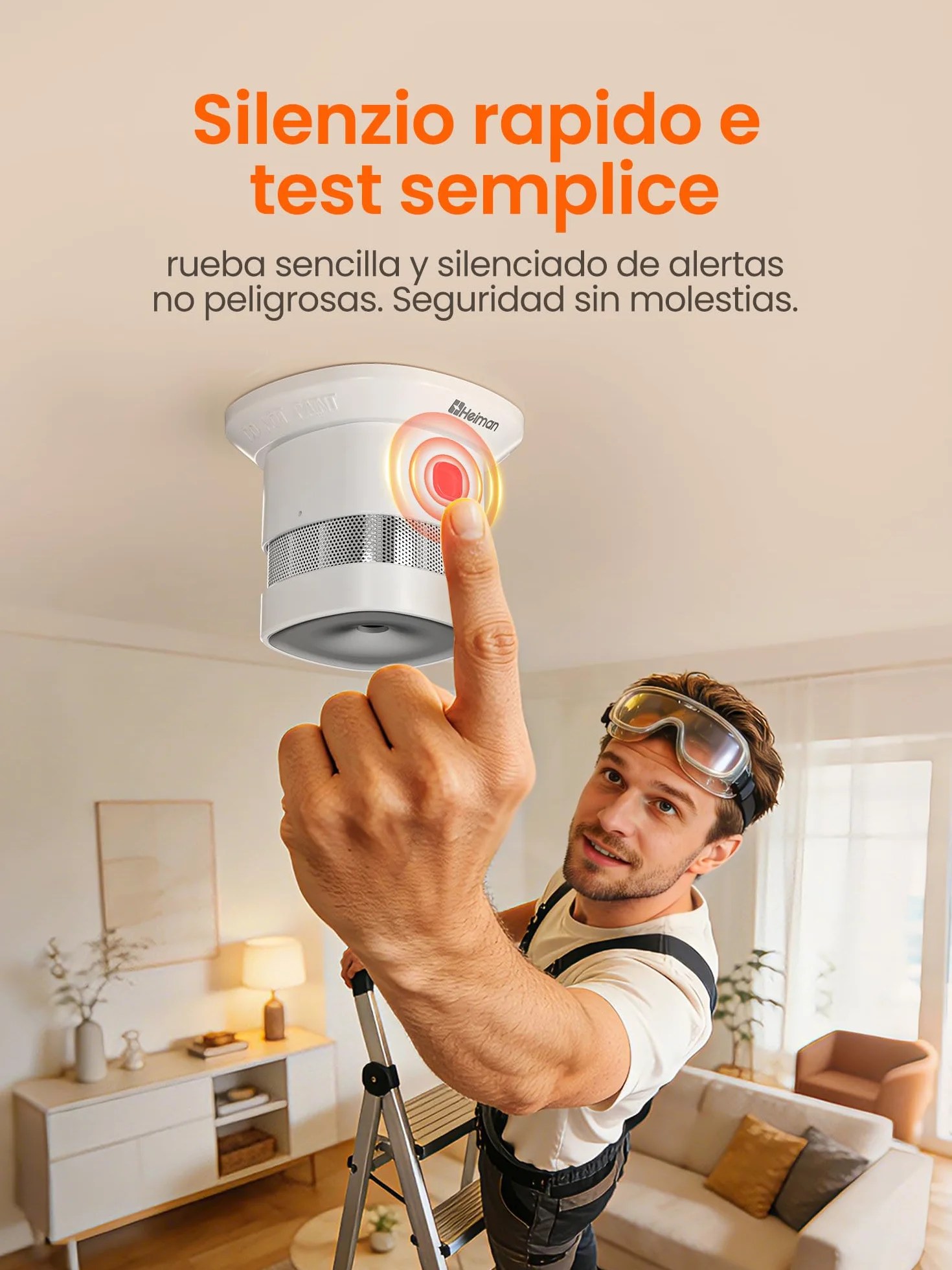 Heiman Détecteur de Fumée Zigbee 3.0 HS1SA-E-PLUS, Detecteur de Fumée Intelligent, Pile Remplaçable 5 Ans, Capteur Photoélectrique, Support ZHA & Z2M (Requires Zigbee Hub), Lot de 1