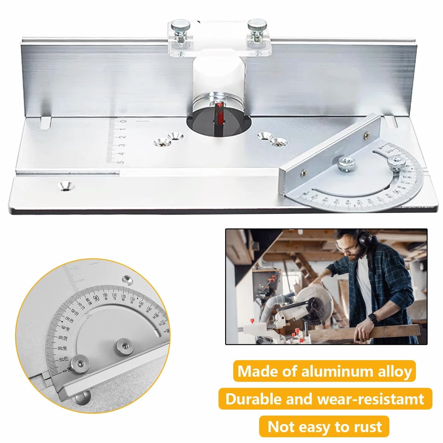 Table Défonceuse Plaque Aluminium Set, Table Fraisage Insert Avec Support de Torsion Coudé, Défonceuse Plaque, Defonceuse A Bois Accessoire pour Fraisage Rainurage Finition