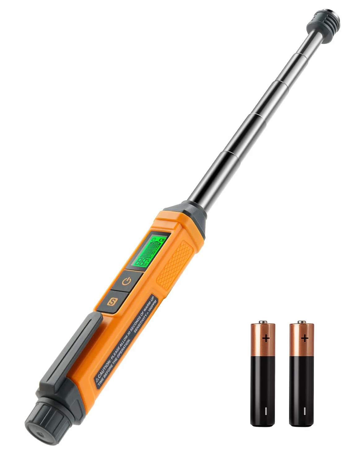 Détecteur de Gaz Naturel, TopTes PT299 avec Tige Extensible, Appareil Portable pour Fuites de Gaz Combustibles comme Le Méthane et Le Propane dans la Maison ou Le VR (2 Piles Incluses) - Orange