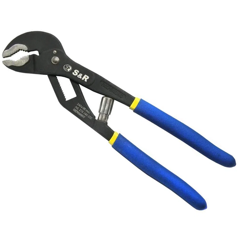 S&R Pince Multiprise Automatique Professionnelle, 300x40mm, CR-V, poignées double revêtement.