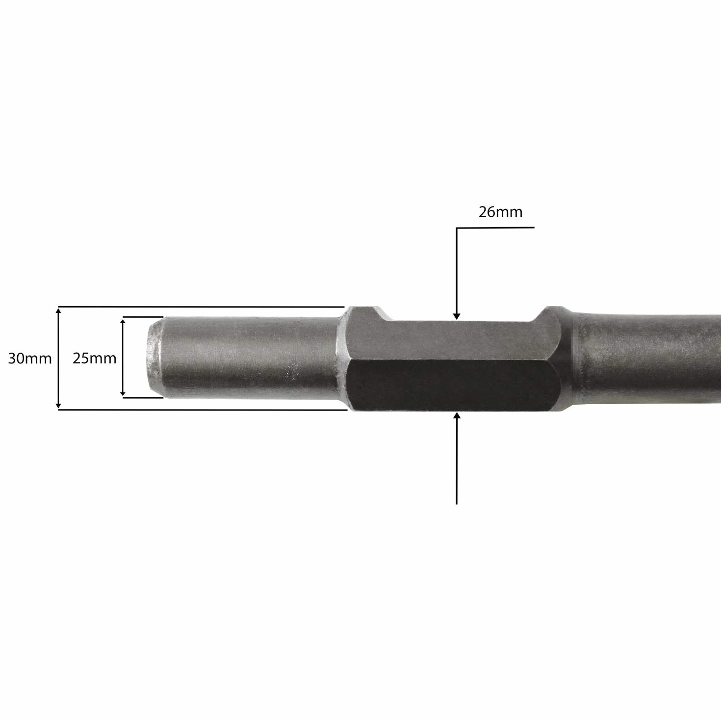 EBERTH Burin plat, 390x30mm, pour marteau de démolition avec emmanchement hexagonal SDS HEX de 30mm, pièce détachée, burin professionnel de haute qualité pour des projets de bricolage réussis