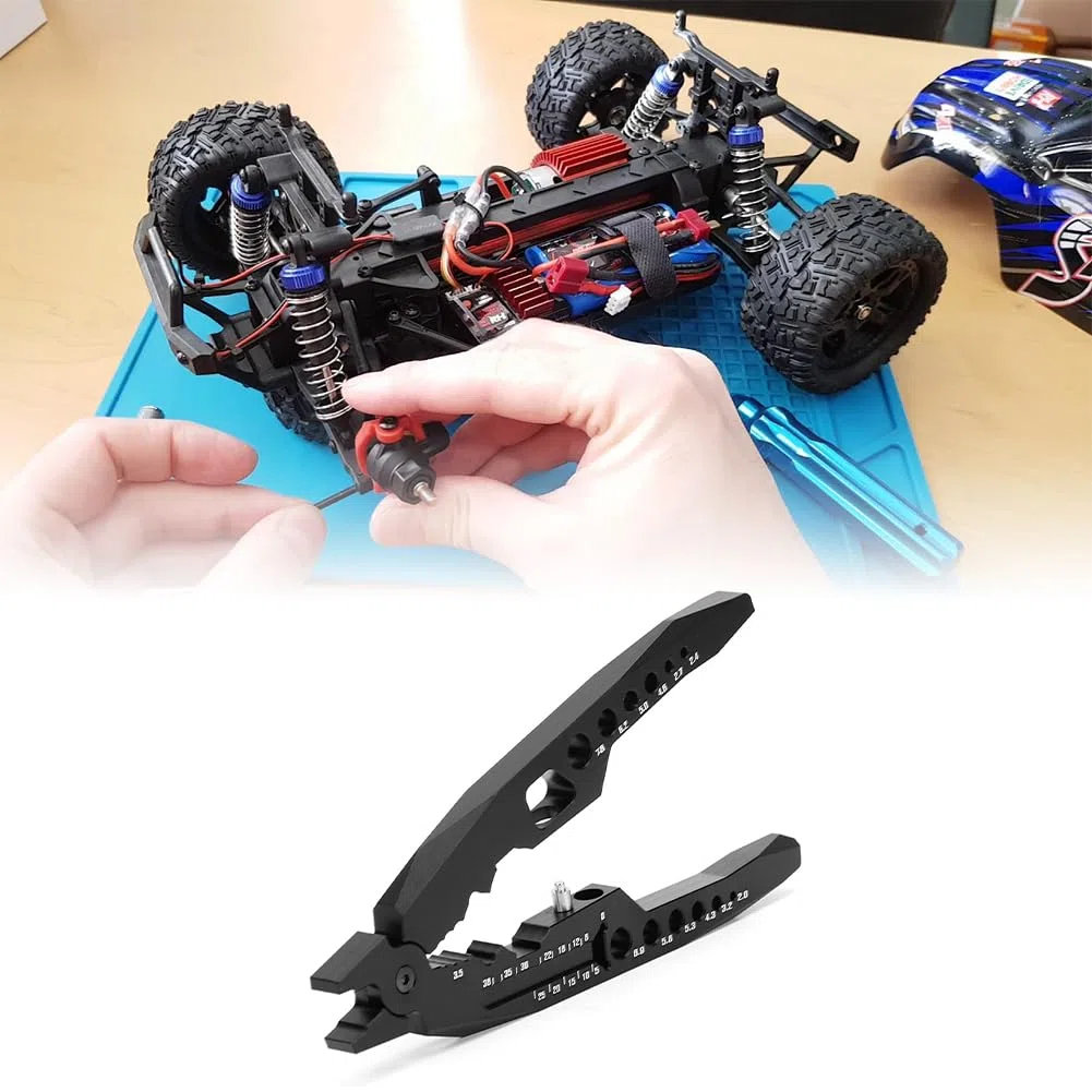 Tiiyee Amortisseurs Pince D'amortisseur, Multifonction Métalliques Noir | Tête Sphérique Clip RC Struts D'amortisseur Outil de Maintenance Voiture Télécommandée Camion Hors Route Buggy Rock Crawler