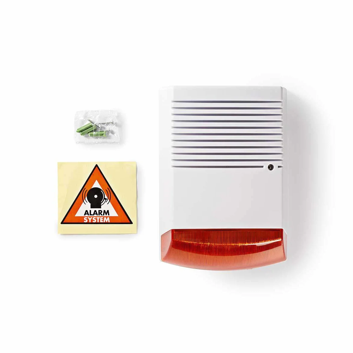 Nedis Sirène de sécurité simulée IP44 Blanc/Orange