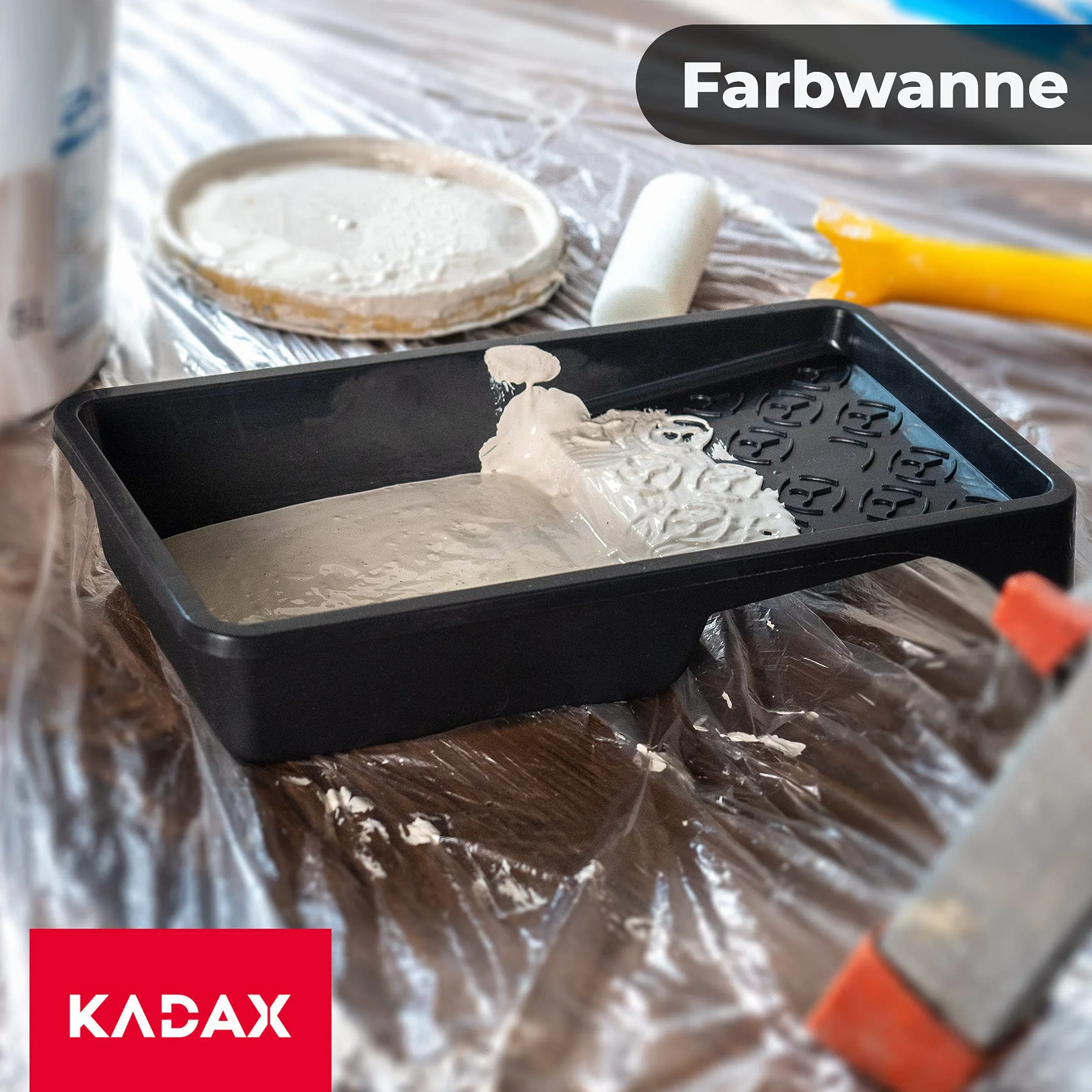 KADAX Bac ŕ Peinture en Plastique - Bac ŕ Peinture pour Peinture Murale - Bac ŕ Peinture avec Petite poignée - Accessoires de Peinture - Bac ŕ Peinture - (12) - Noir